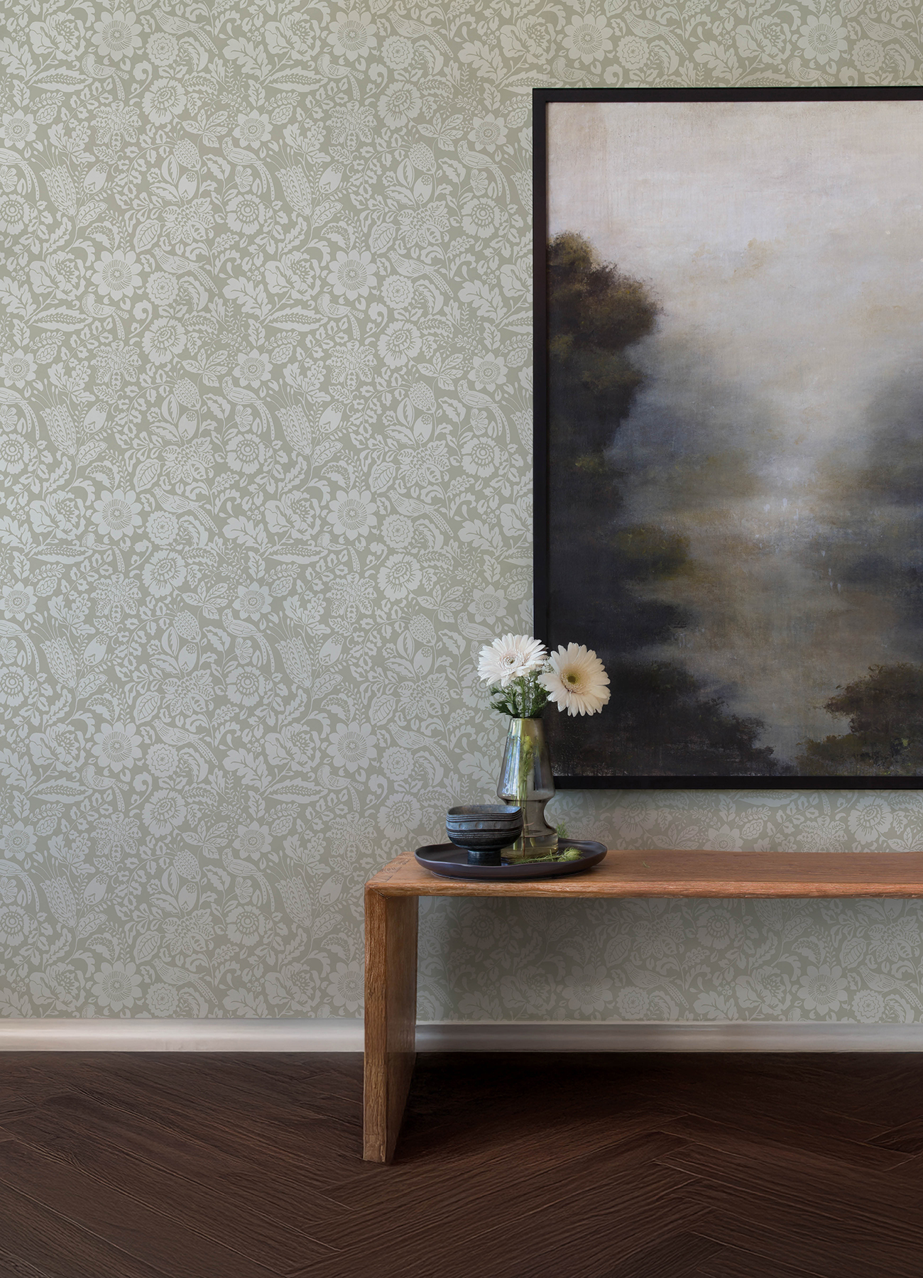 Marta Beige Floral Trail Wallpaper