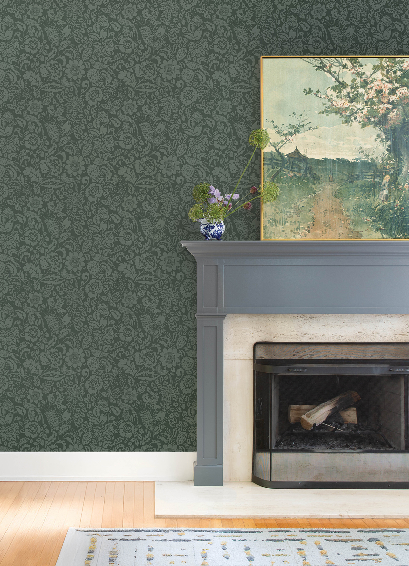Marta Green Floral Trail Wallpaper