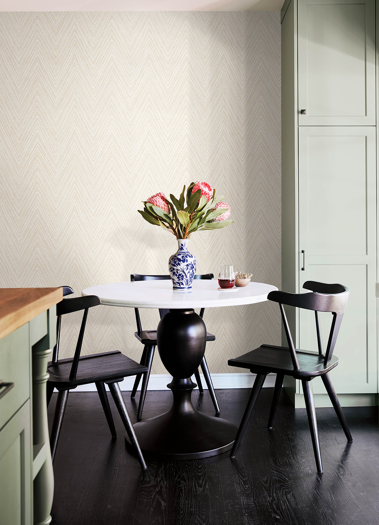 Lainey Apricot Stitched Chevron Wallpaper