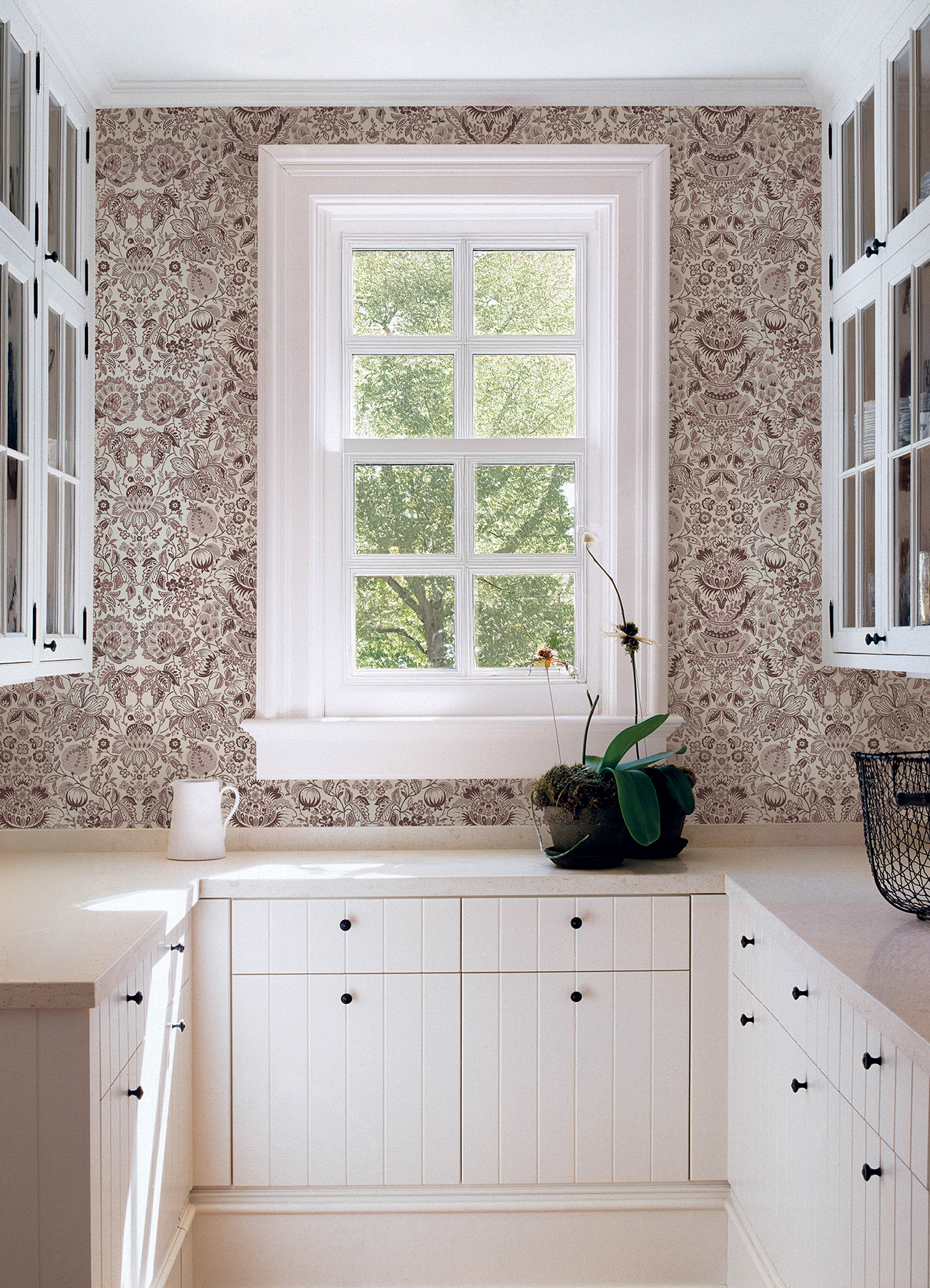 Blanche Plum Floral Damask Wallpaper