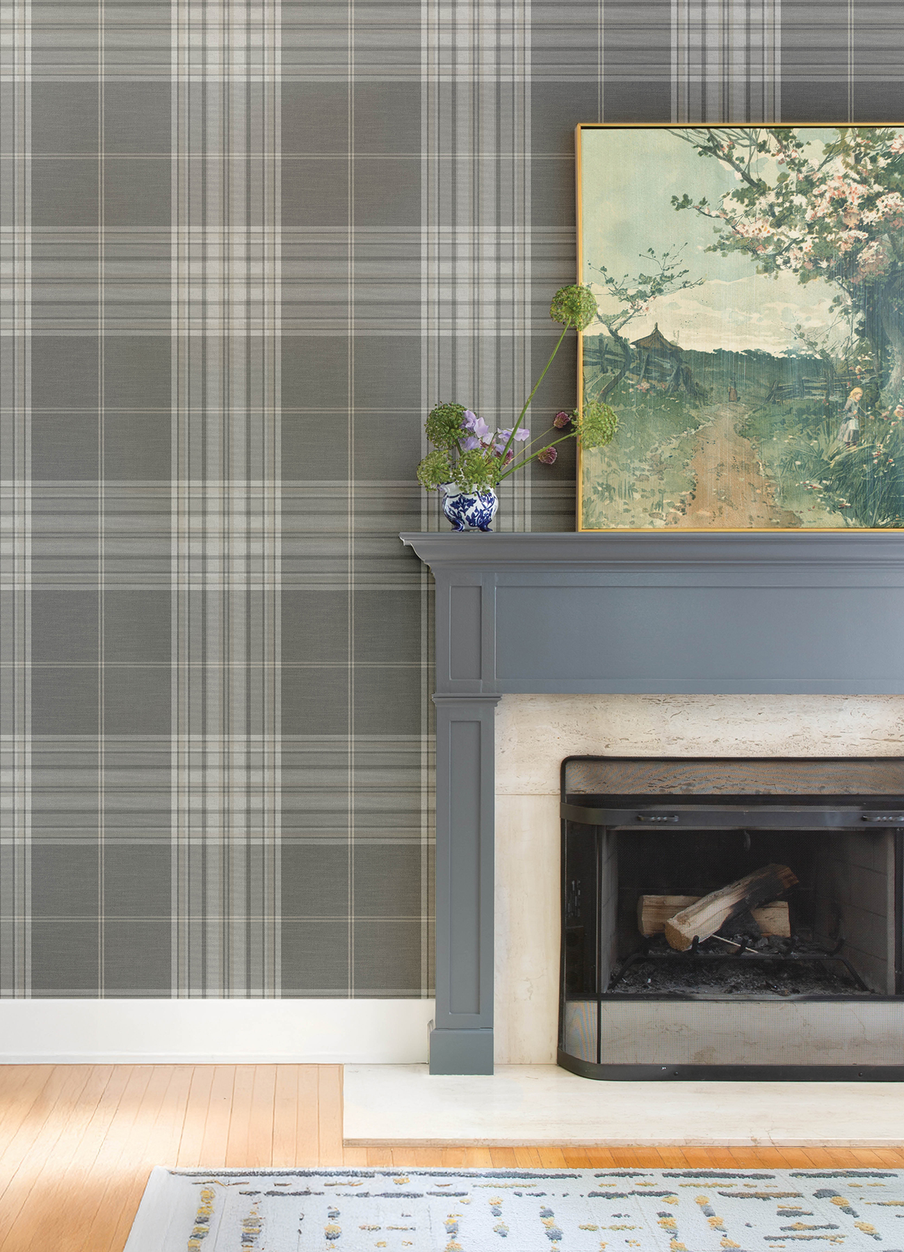 Westley Grey Plaid Wallpaper