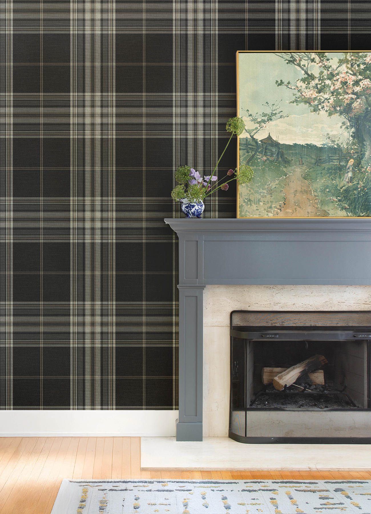 Westley Black Plaid Wallpaper