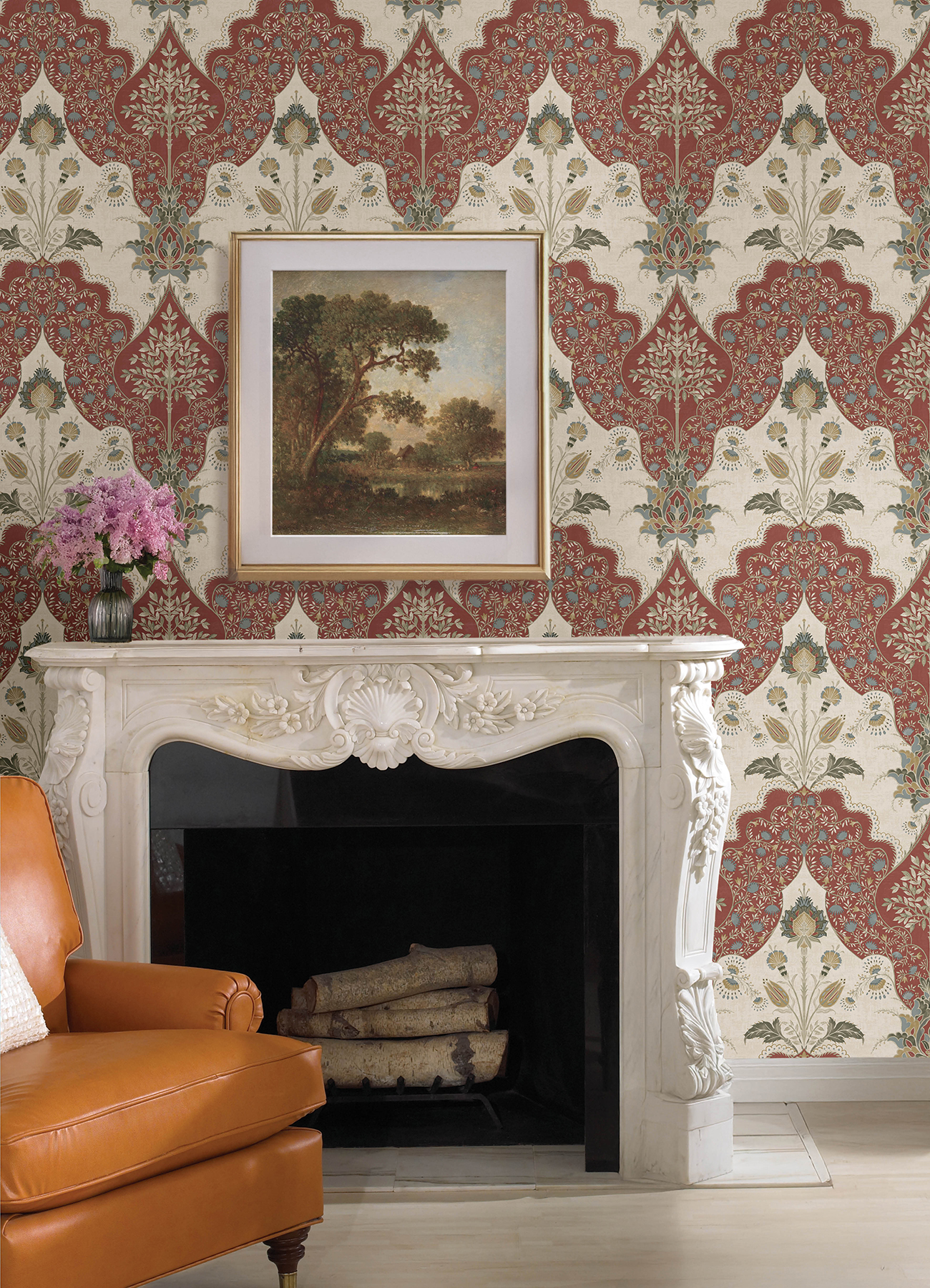 Auden Ruby Floral Grandeur Wallpaper