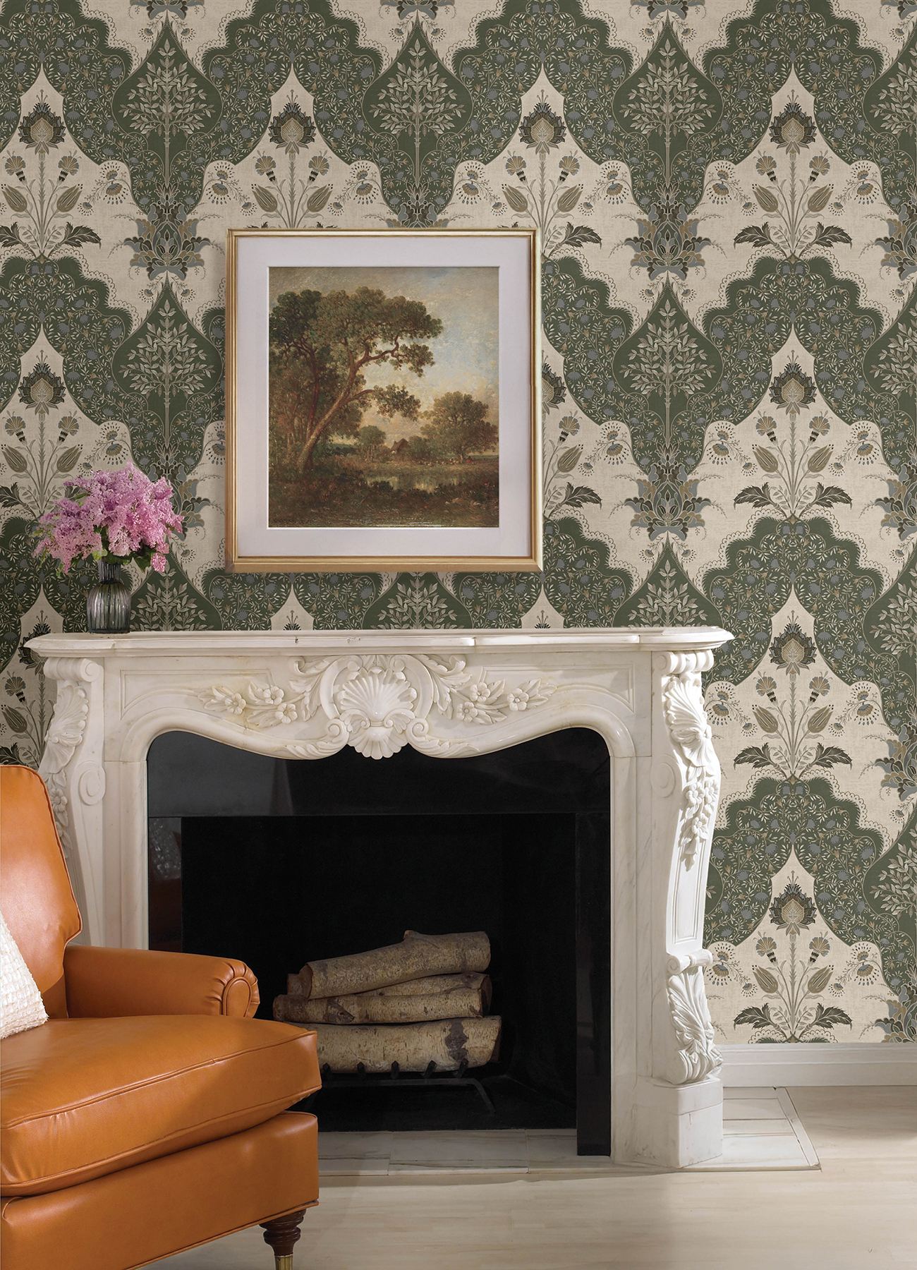 Auden Green Floral Grandeur Wallpaper