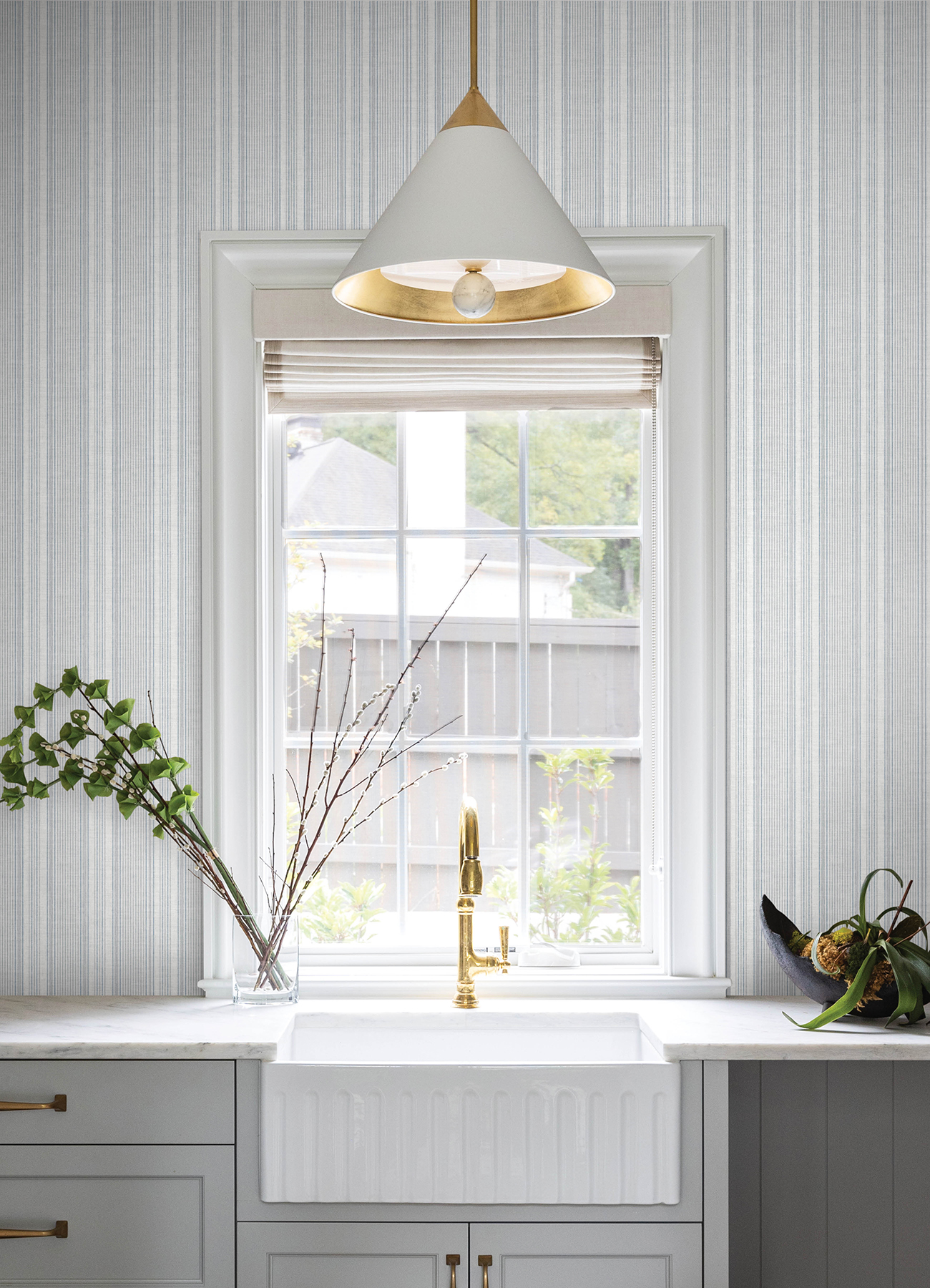 Ayanna Blue Striped Wallpaper