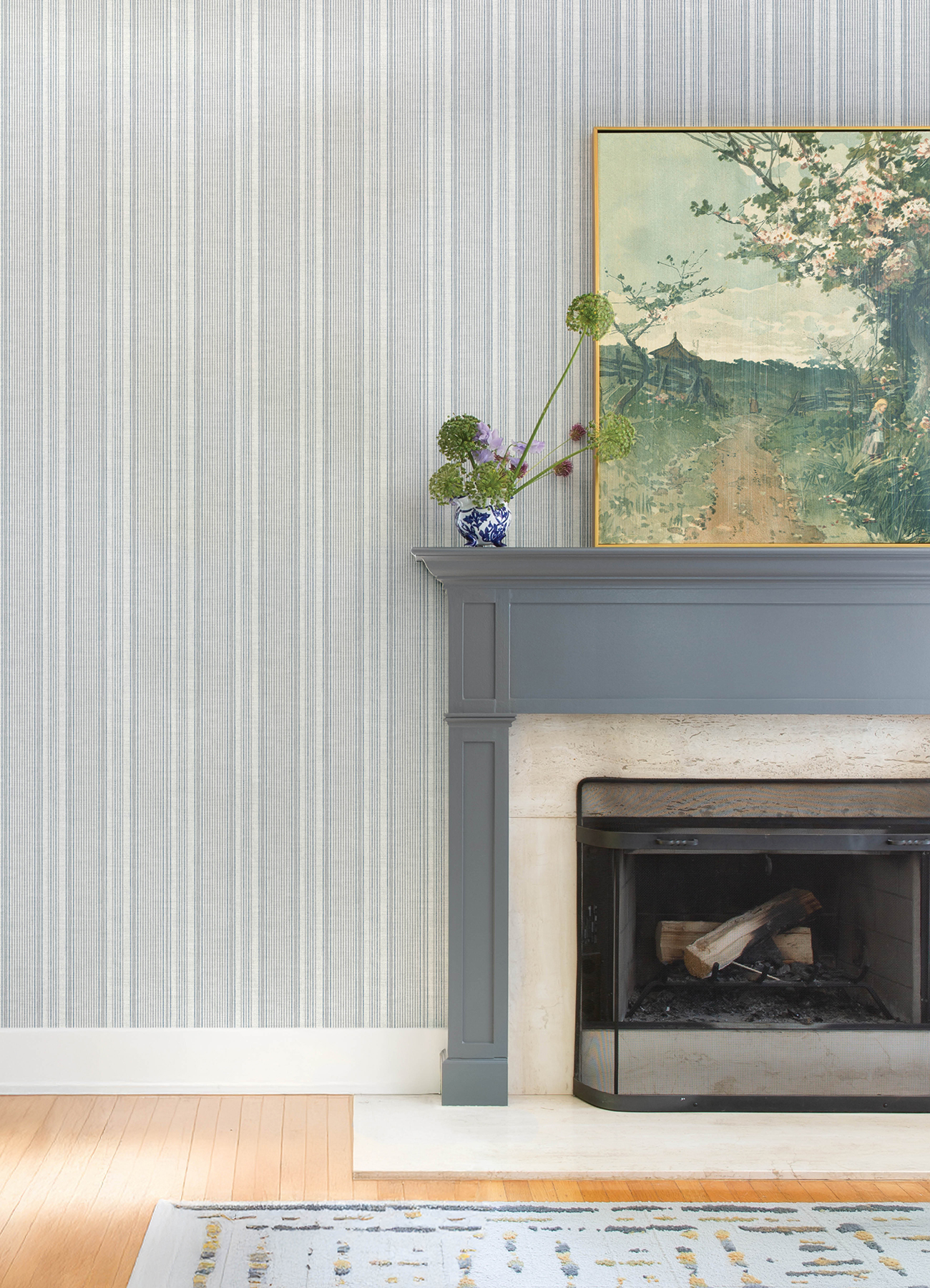 Ayanna Blue Striped Wallpaper