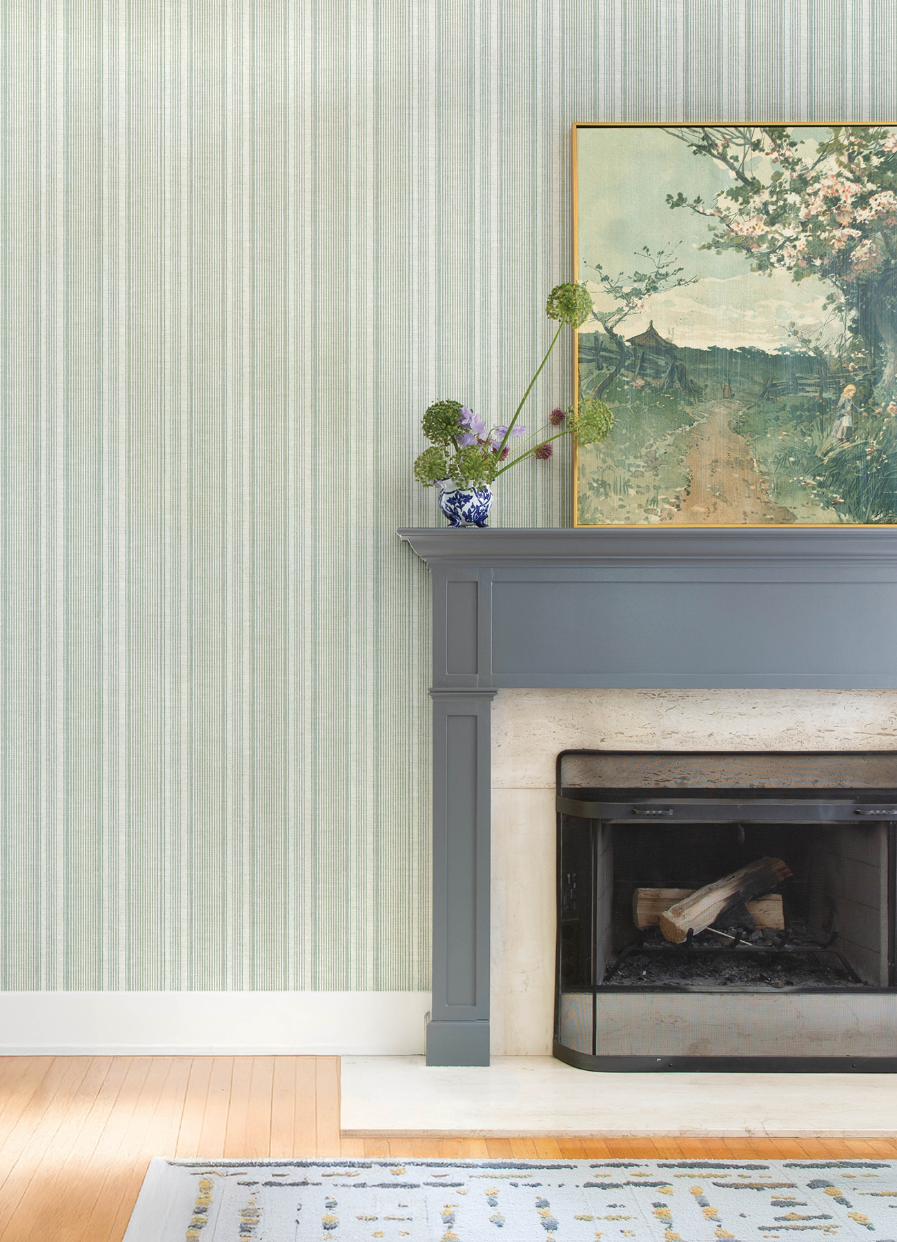 Ayanna Light Green Striped Wallpaper