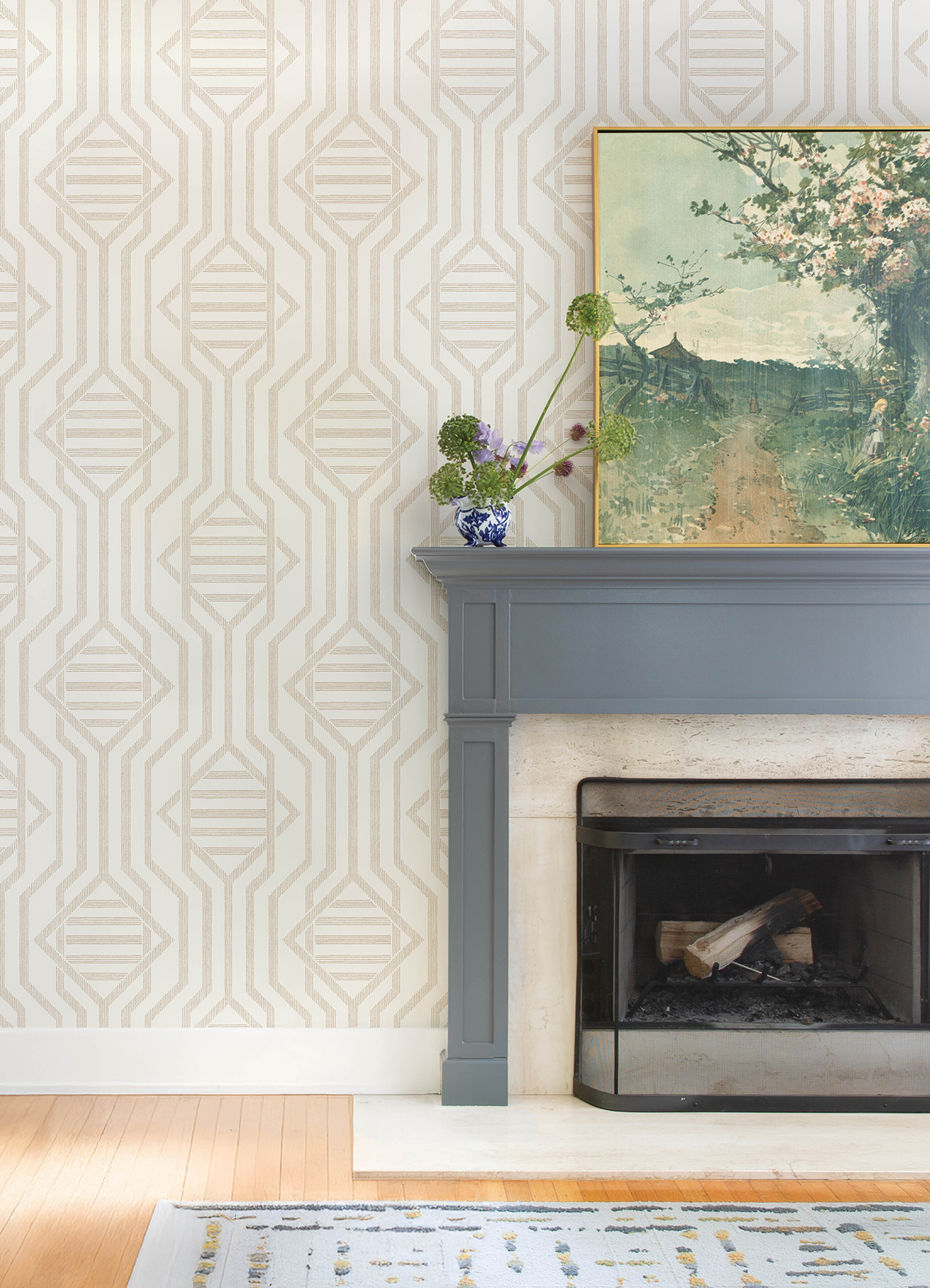 Essex Wheat Geometric Wallpaper