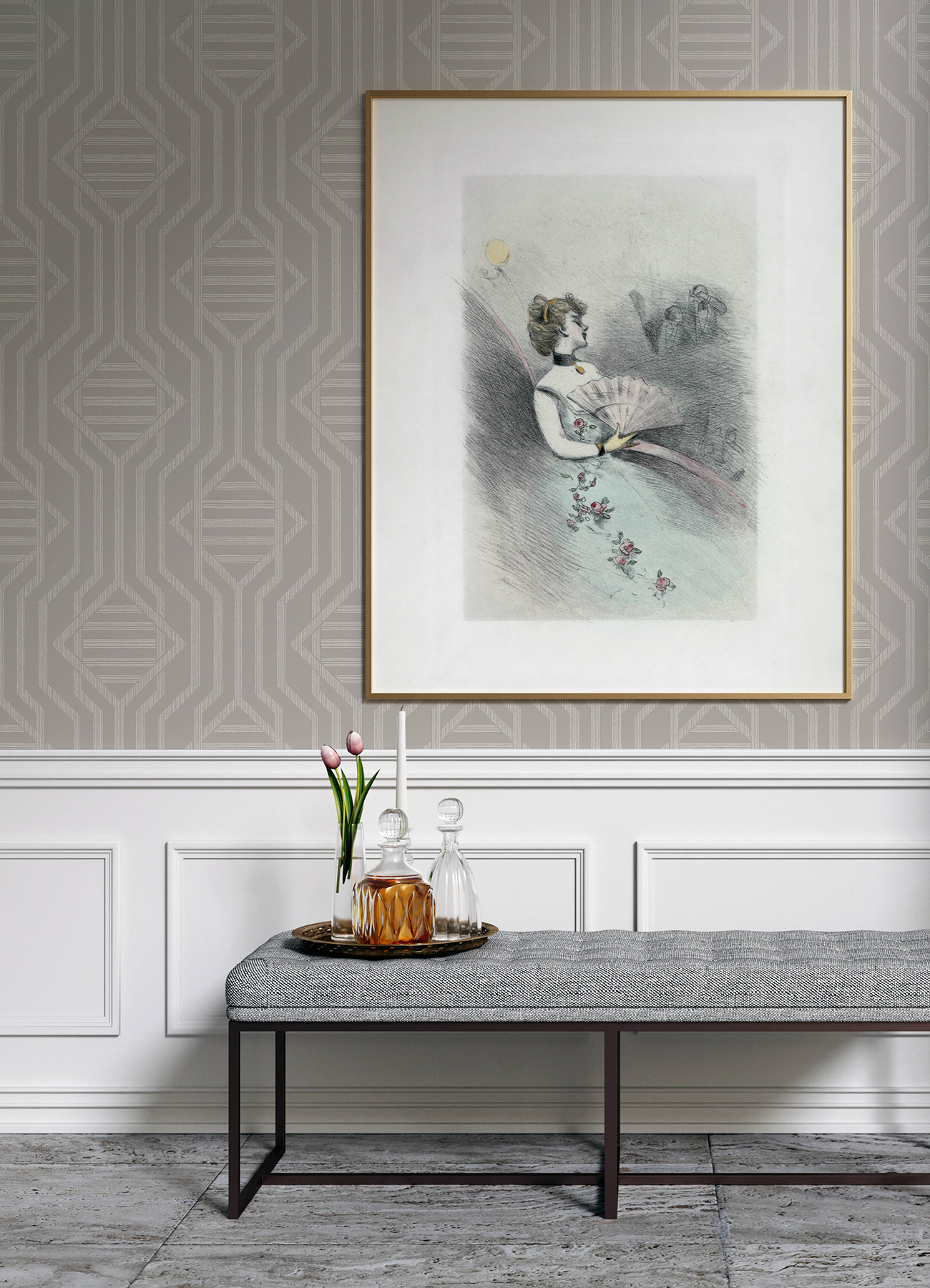 Essex Light Grey Geometric Wallpaper