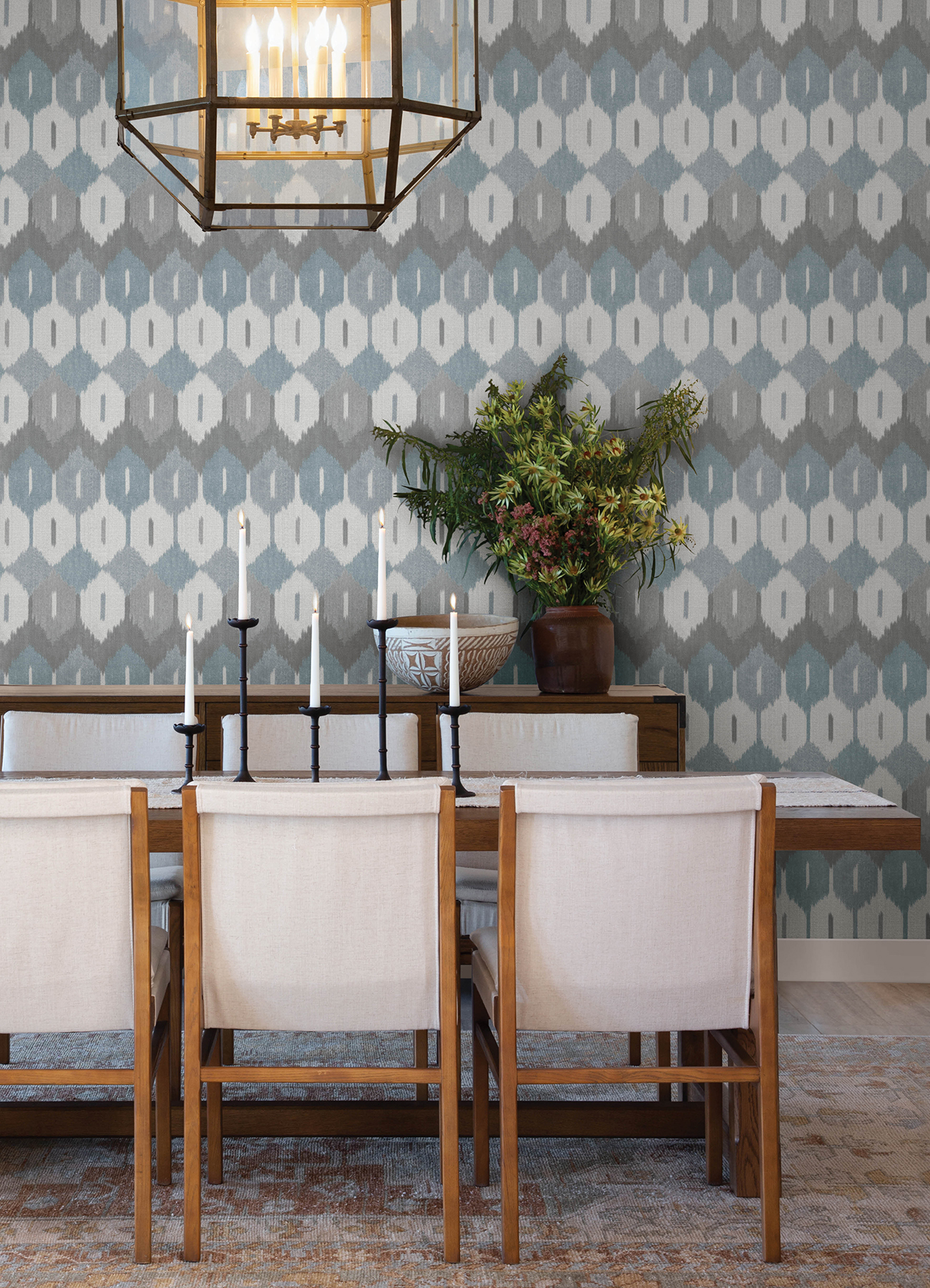 Abilene Denim Ikat Wallpaper