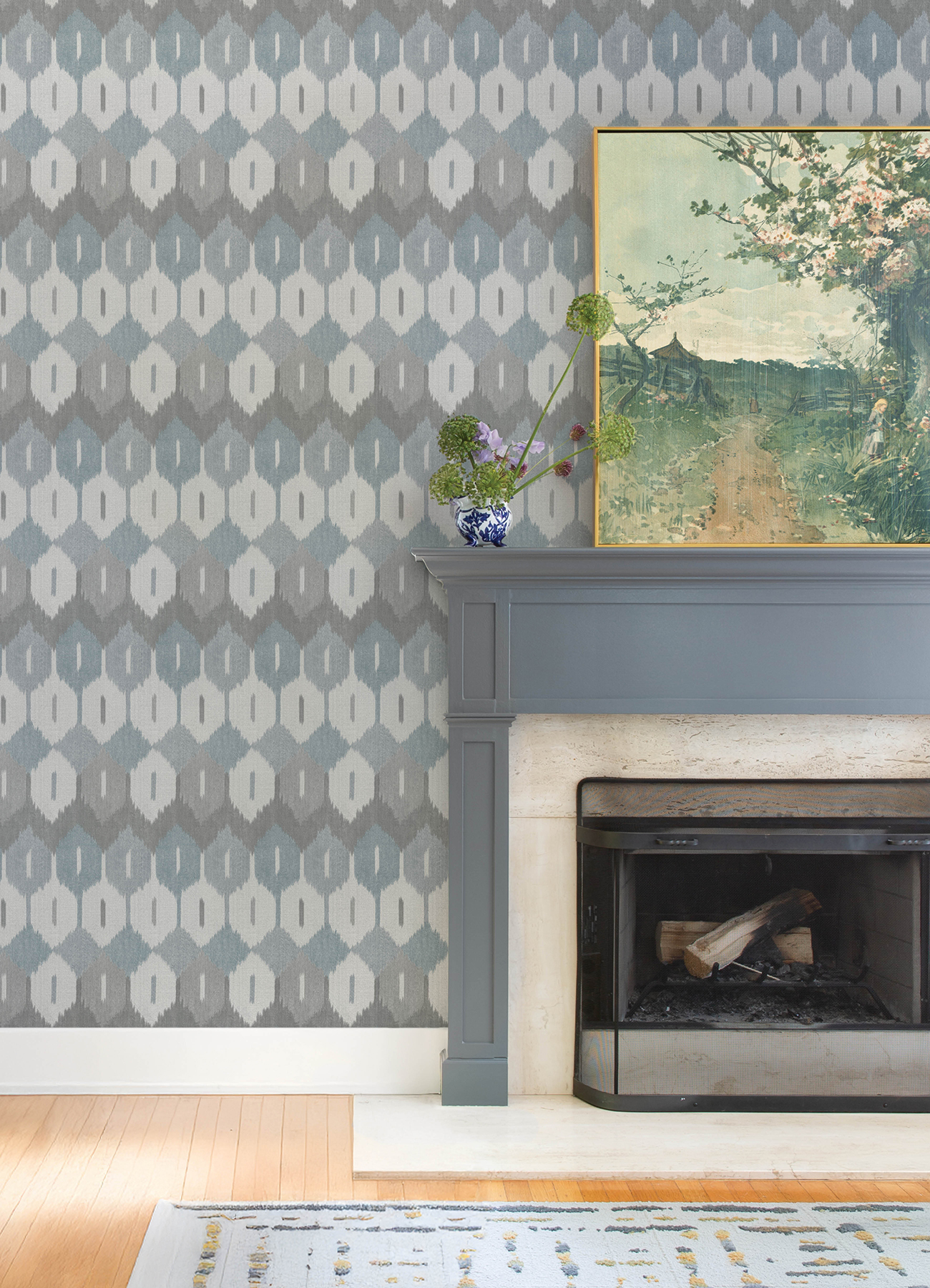 Abilene Denim Ikat Wallpaper