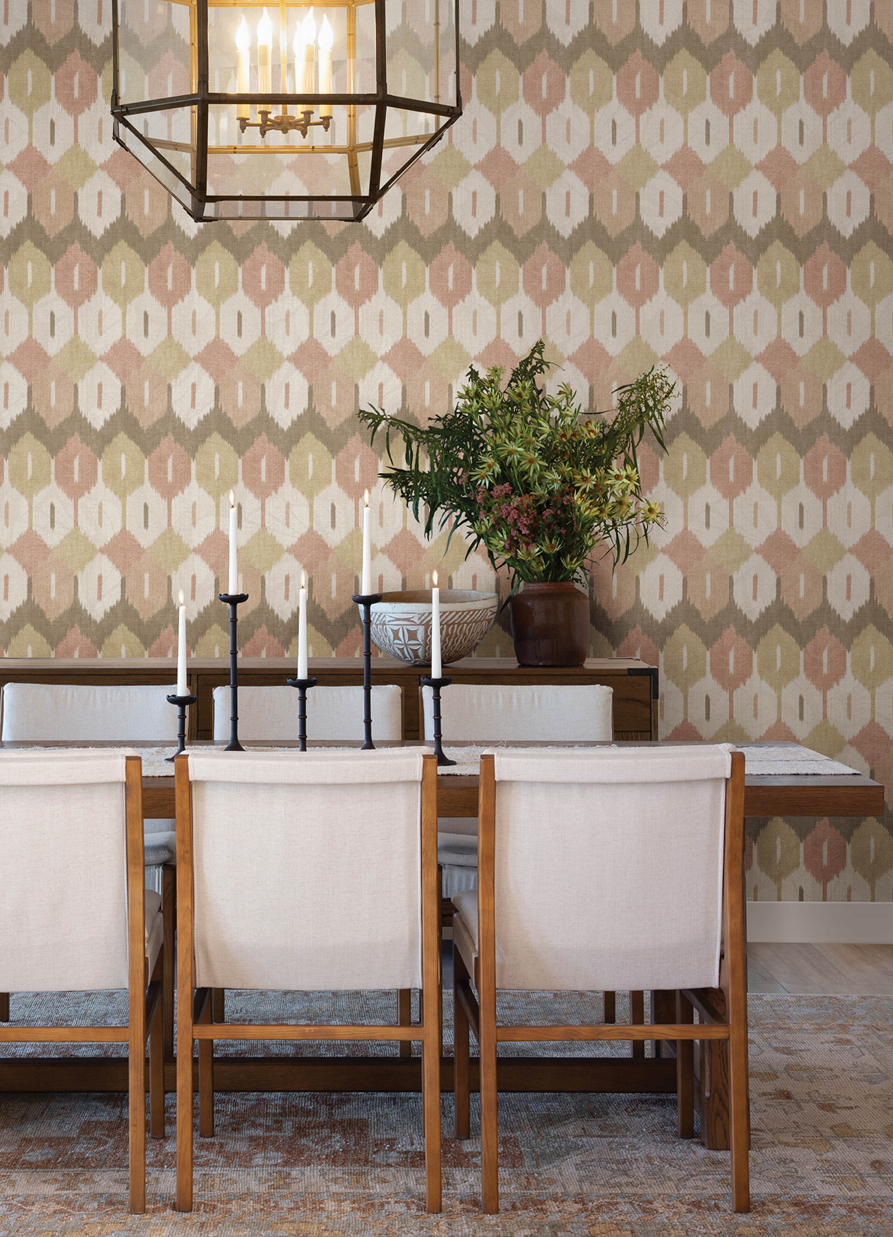 Abilene Apricot Ikat Wallpaper