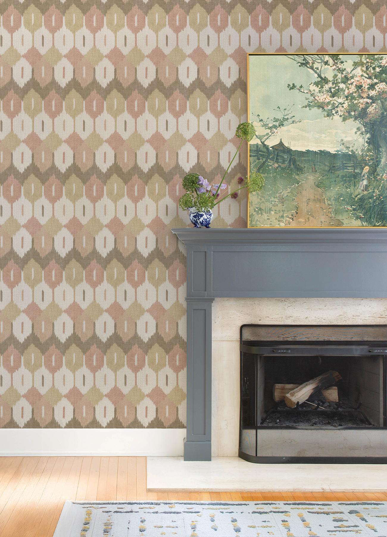 Abilene Apricot Ikat Wallpaper
