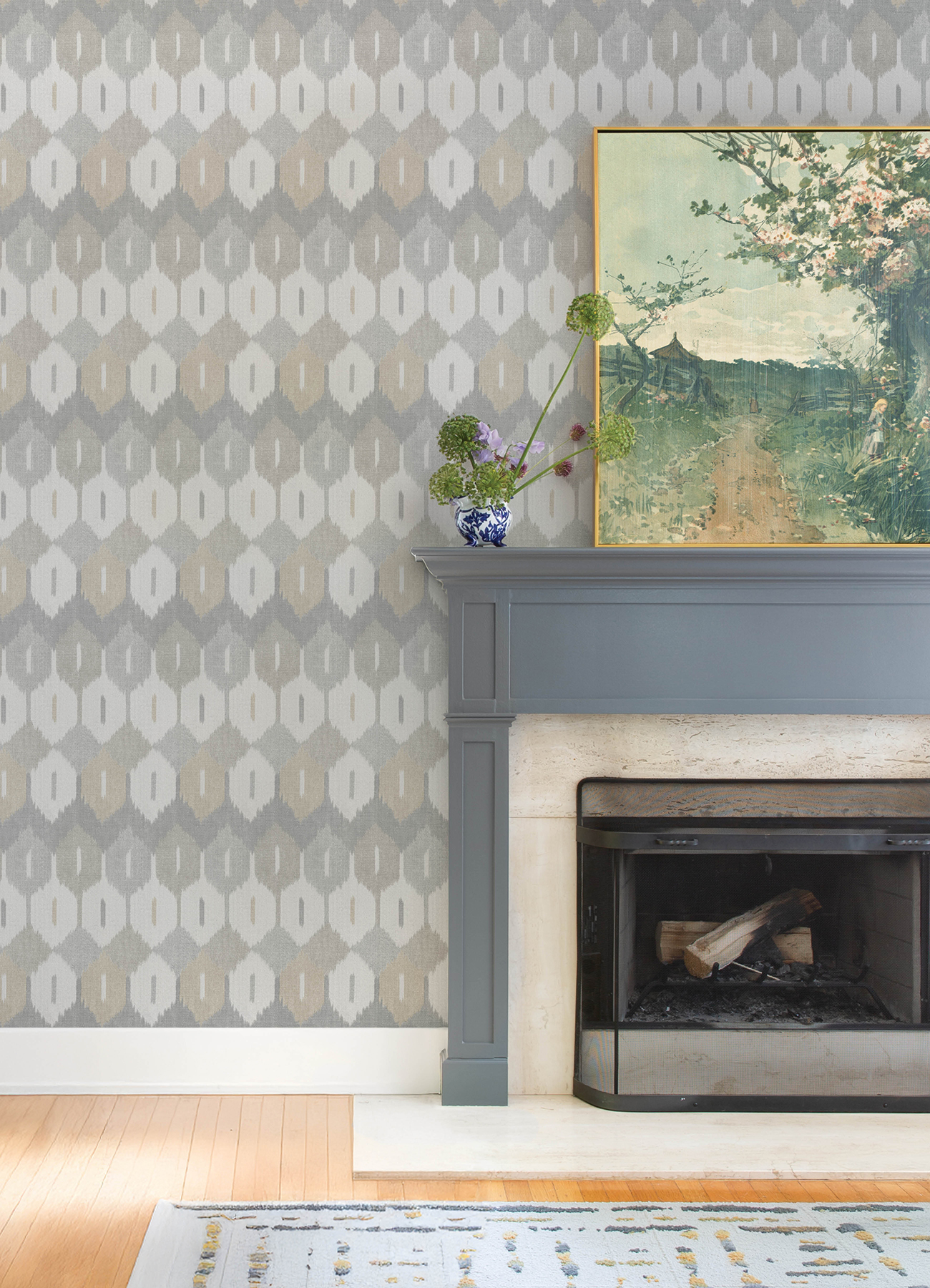 Abilene Neutral Ikat Wallpaper