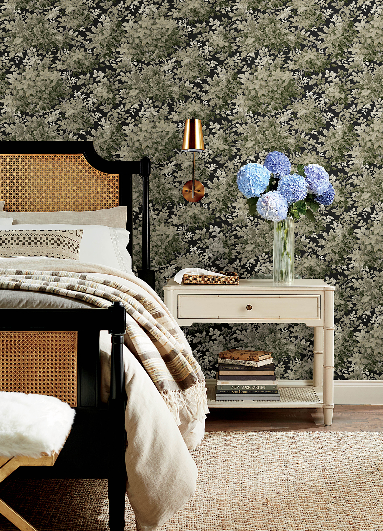 Greenwood Black Deciduous Wallpaper