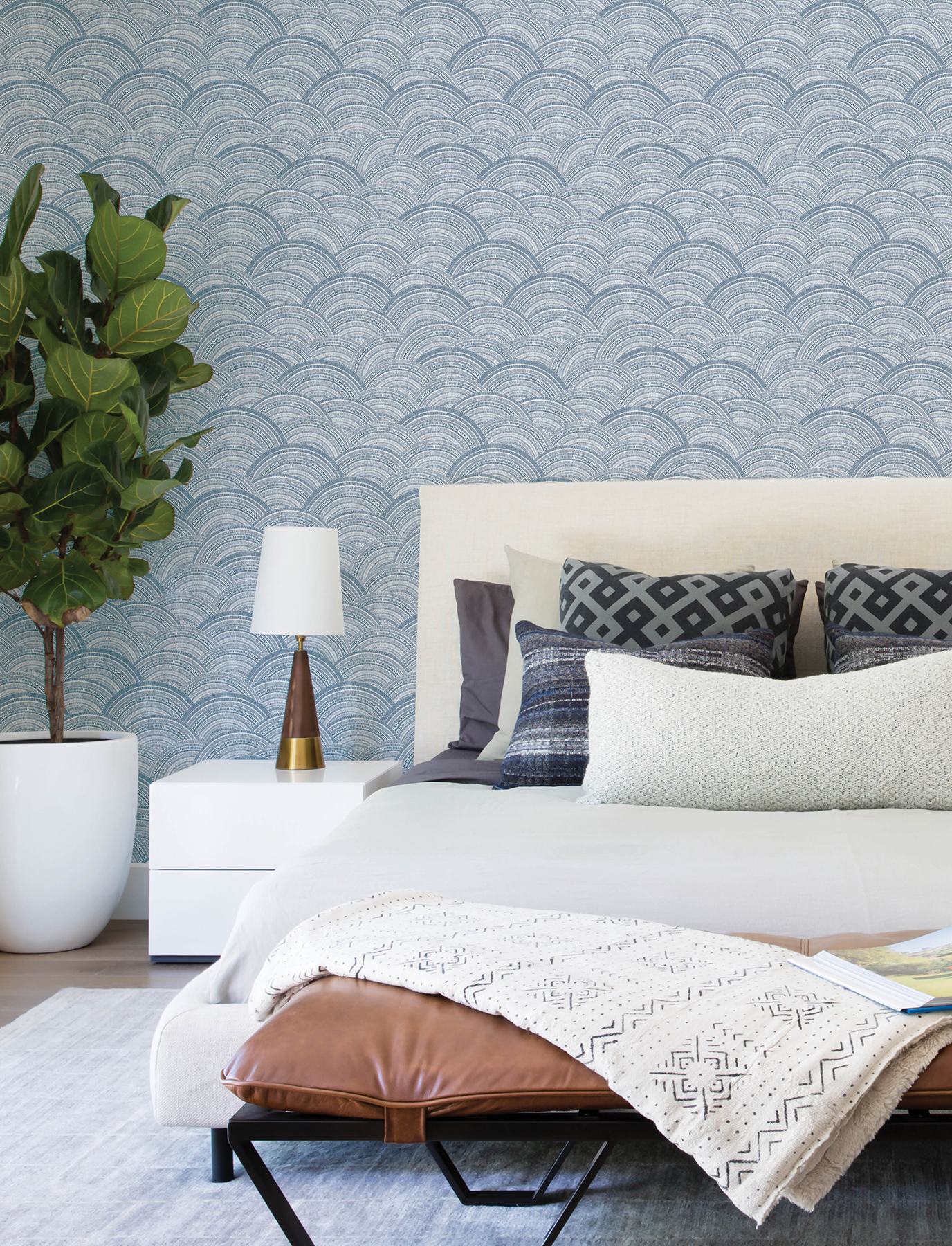 Encircle Indigo Geometric Wallpaper