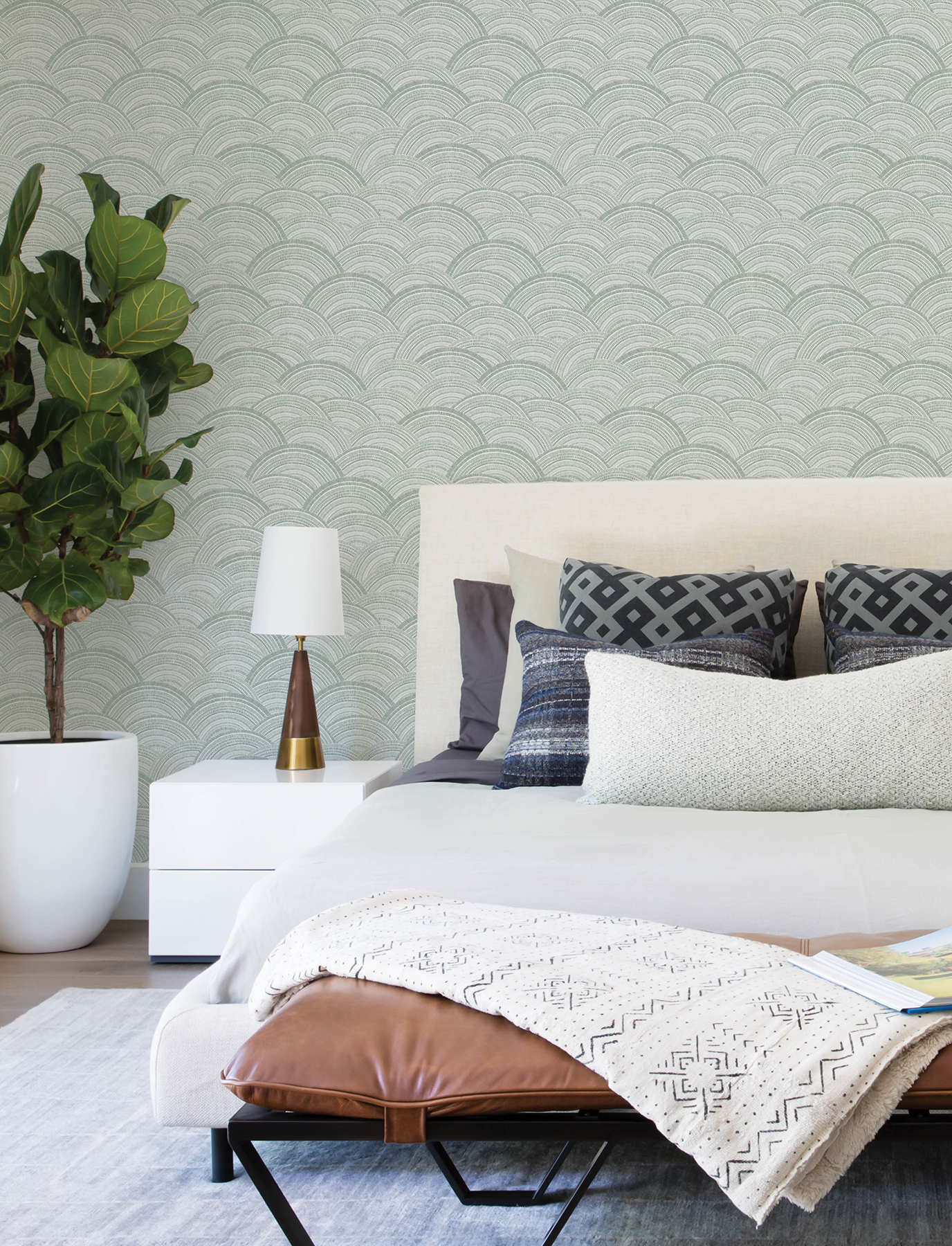 Encircle Sea Green Geometric Wallpaper