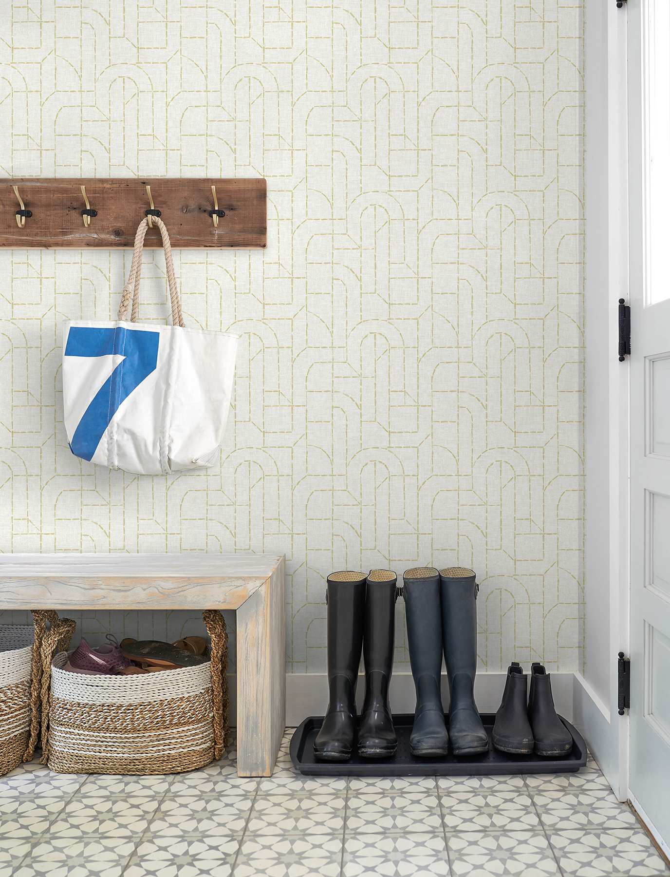 Integrity Yellow Arched Outlines Wallpaper