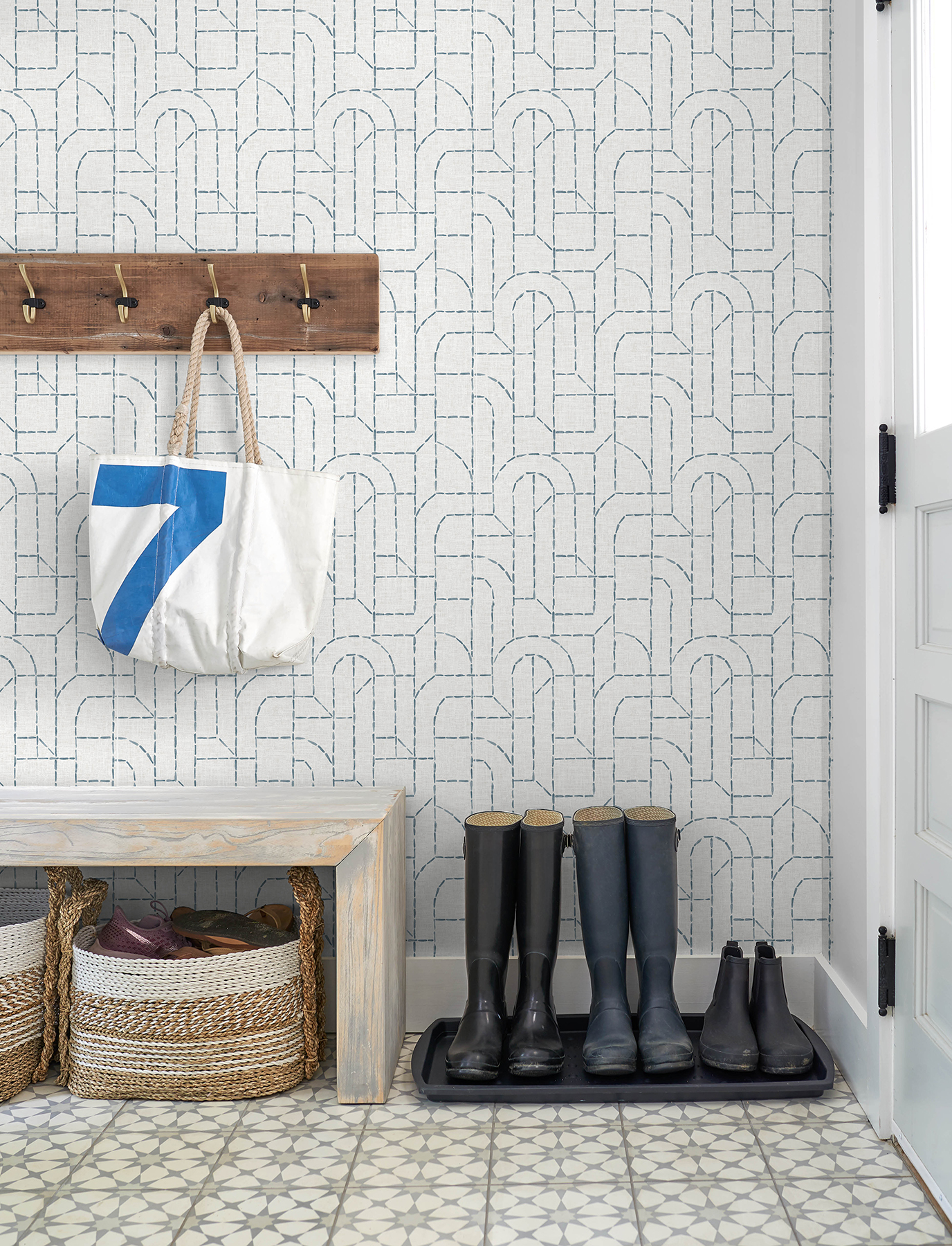 Integrity Blue Arched Outlines Wallpaper