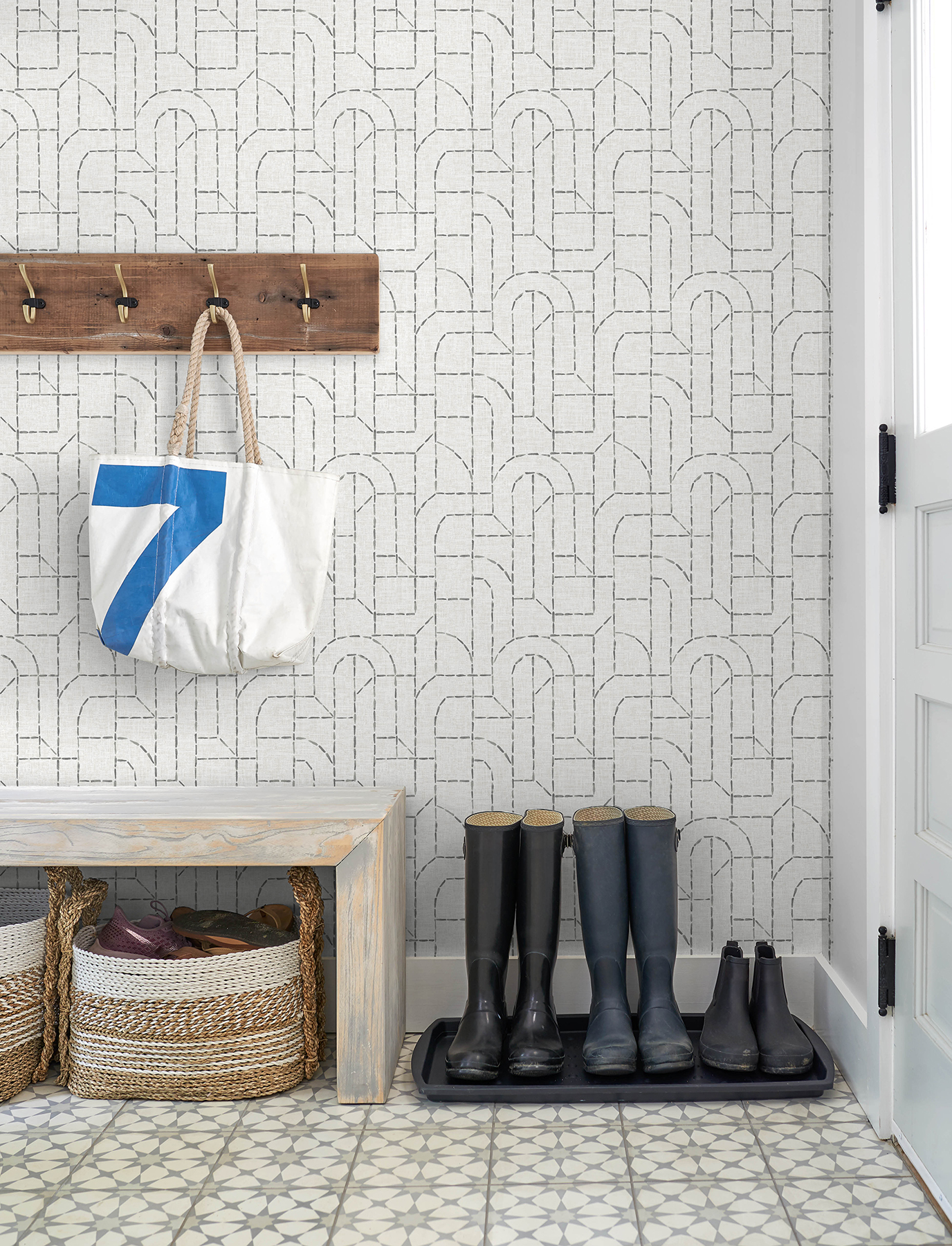 Integrity Grey Arched Outlines Wallpaper