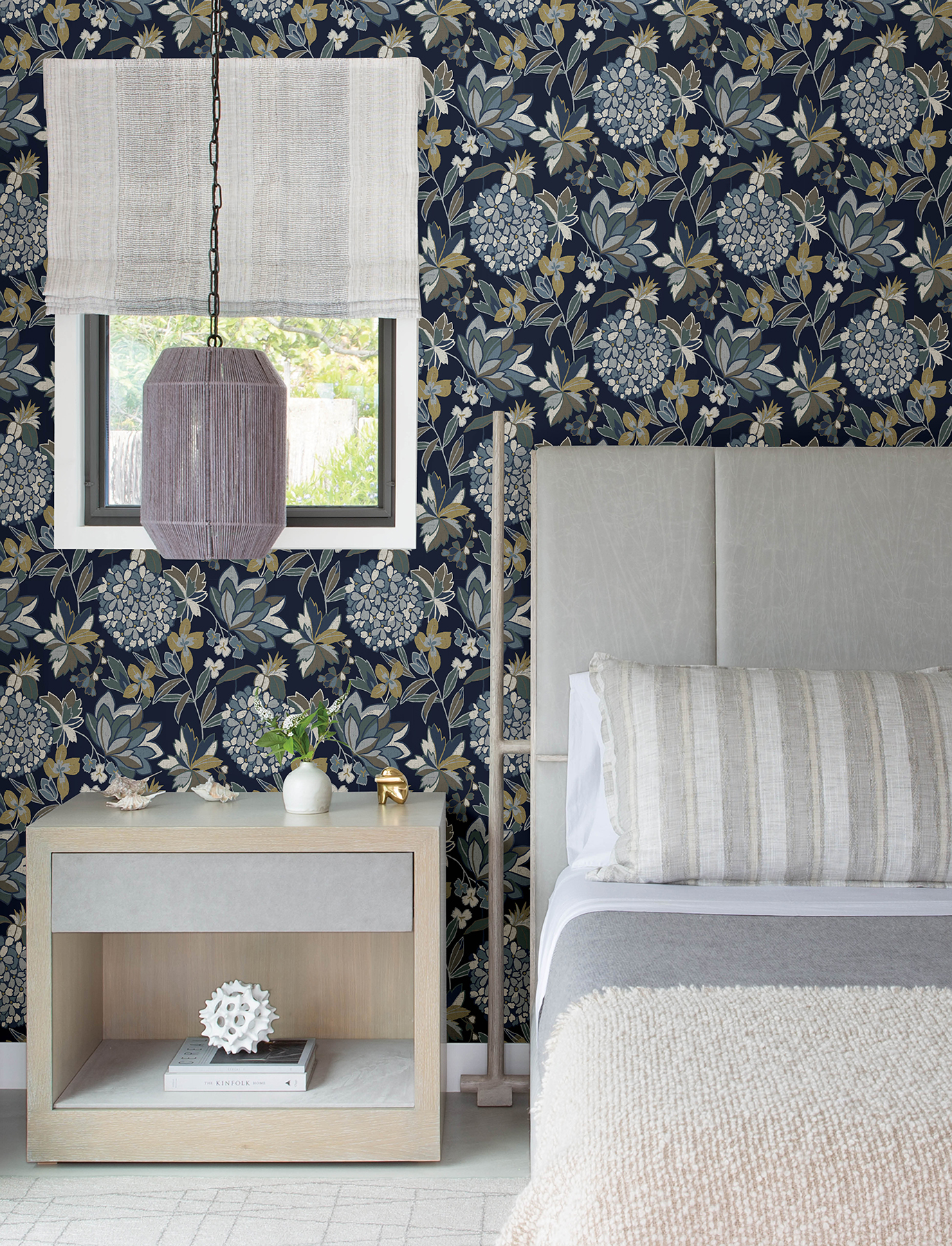 Valdivian Indigo Floral Wallpaper