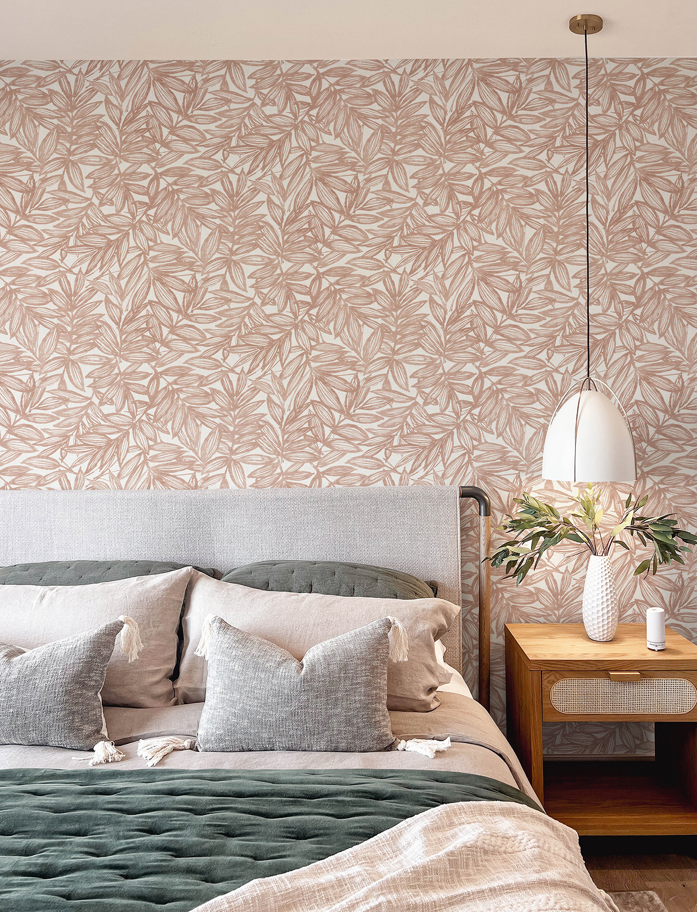 Rhythmic Coral Leaf Wallpaper