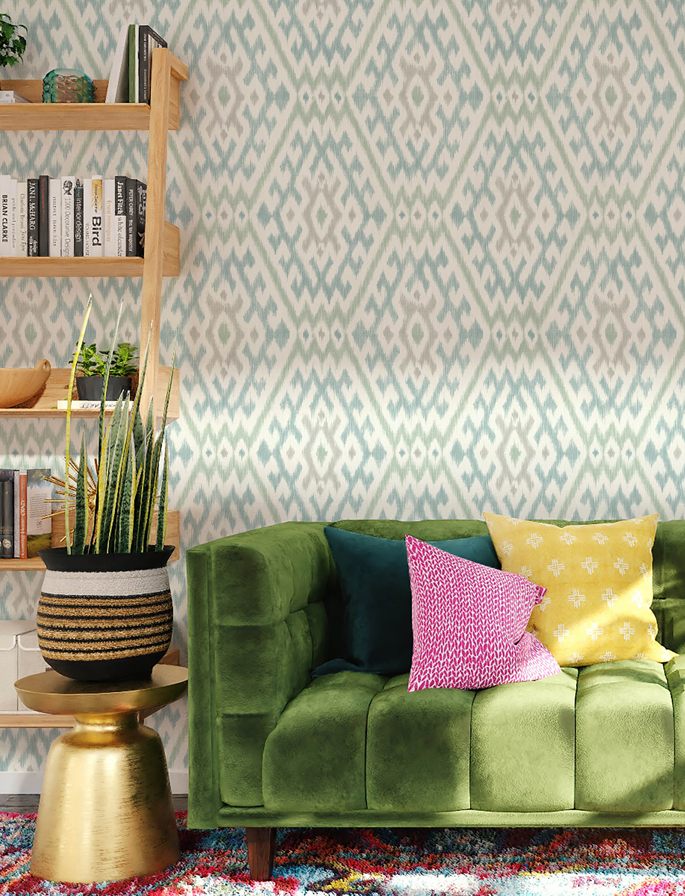 Solola Aqua Ikat Wallpaper