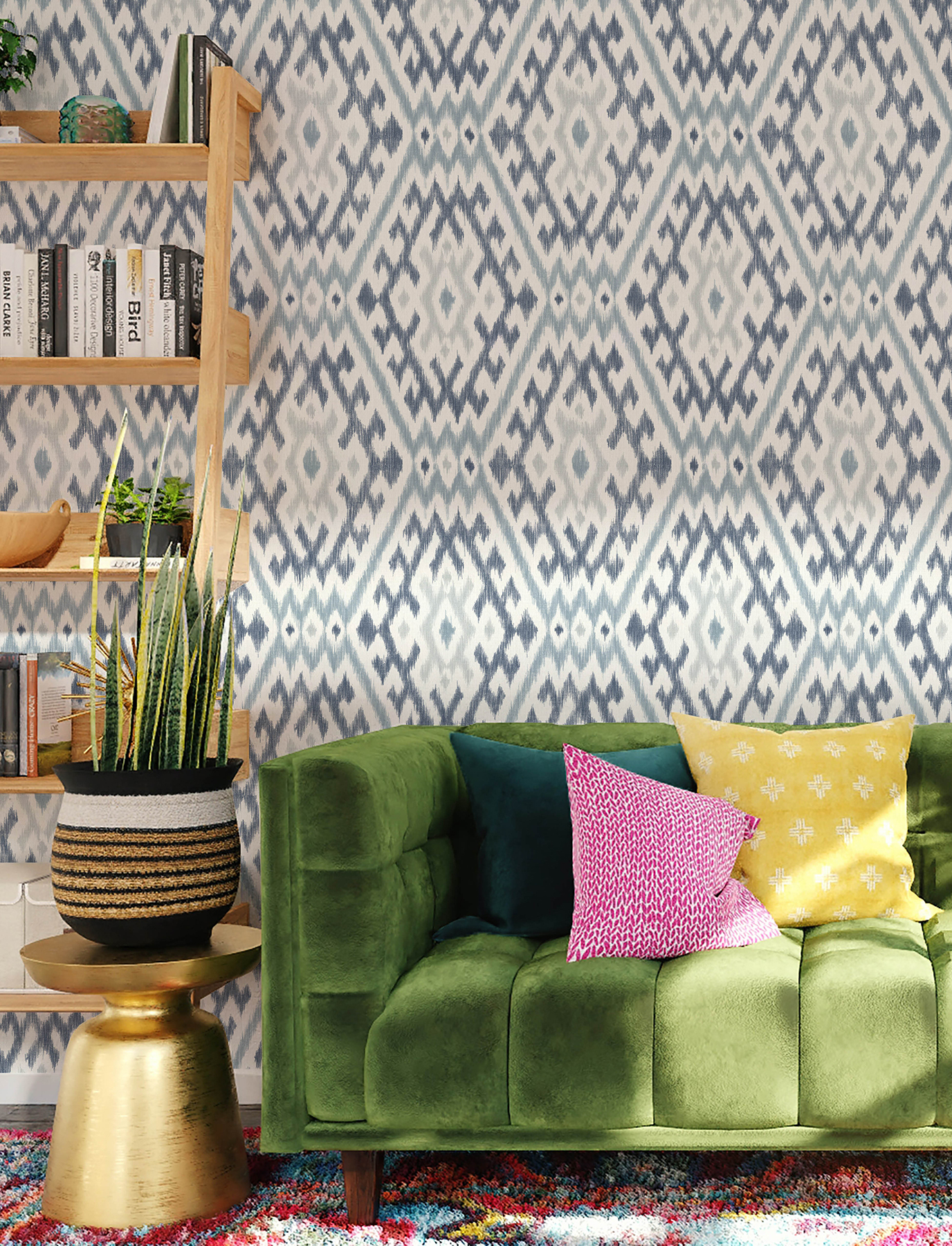 Solola Blue Ikat Wallpaper