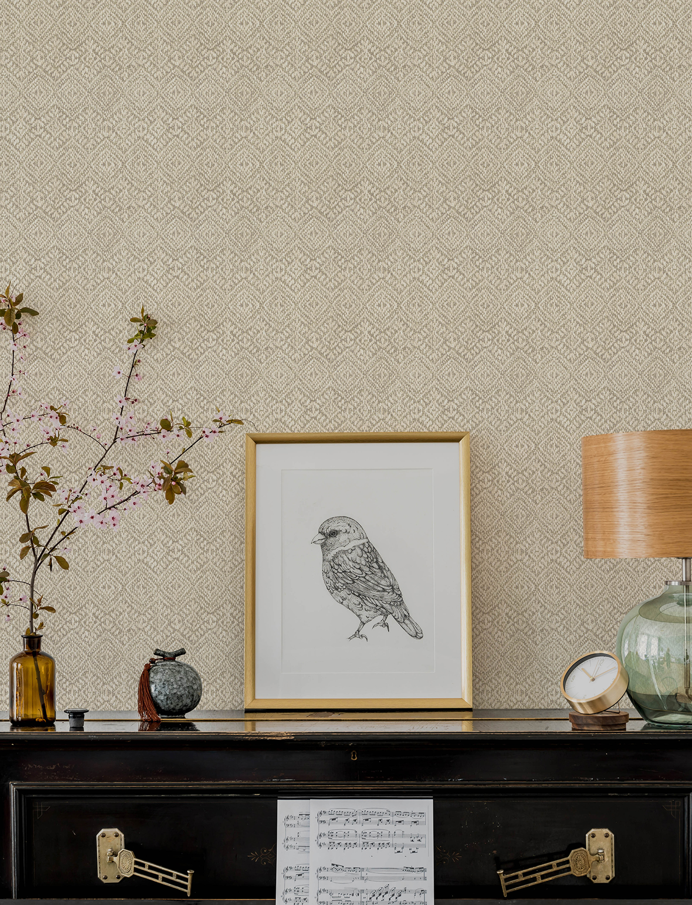 Gallivant Neutral Woven Geometric Wallpaper