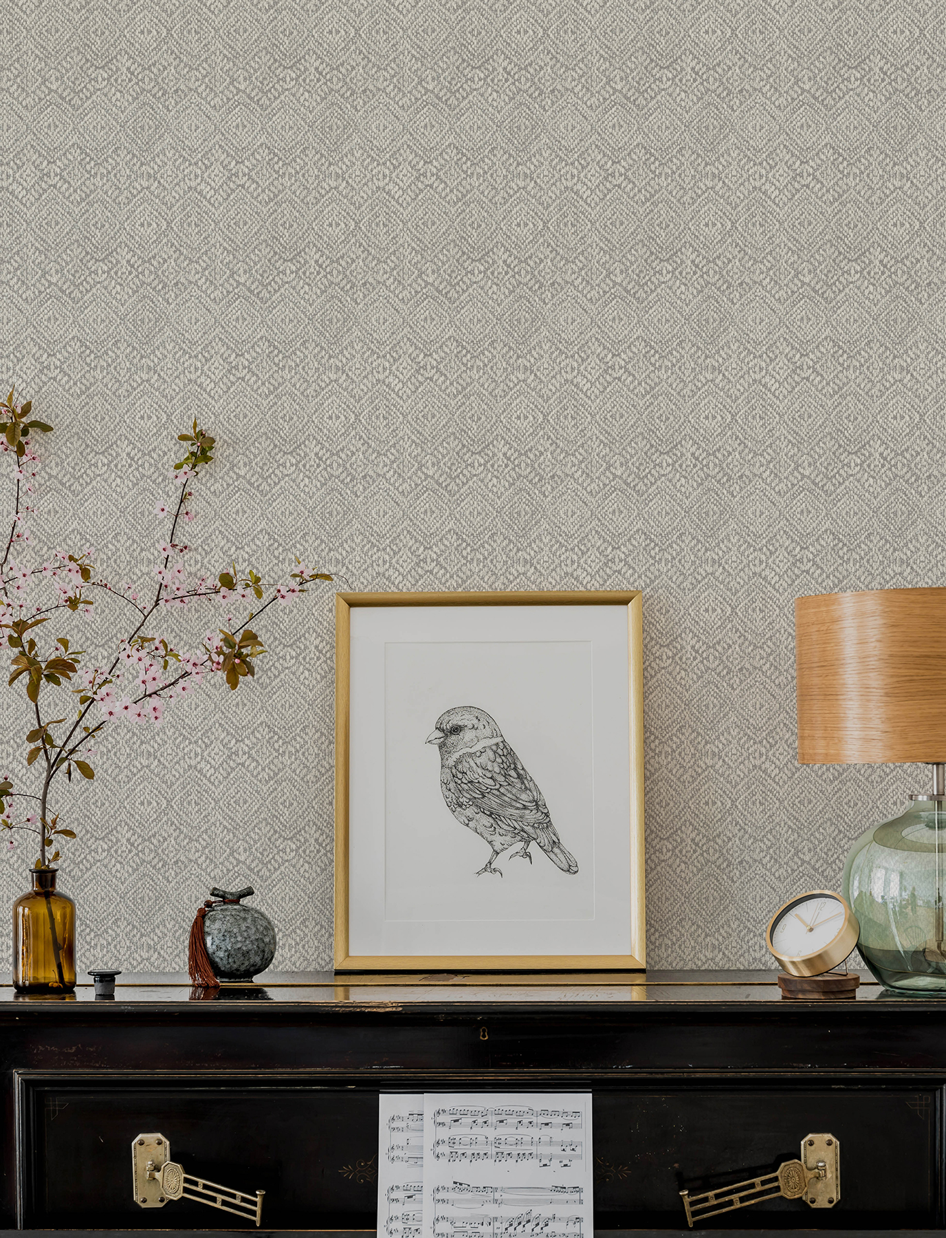 Gallivant Grey Woven Geometric Wallpaper