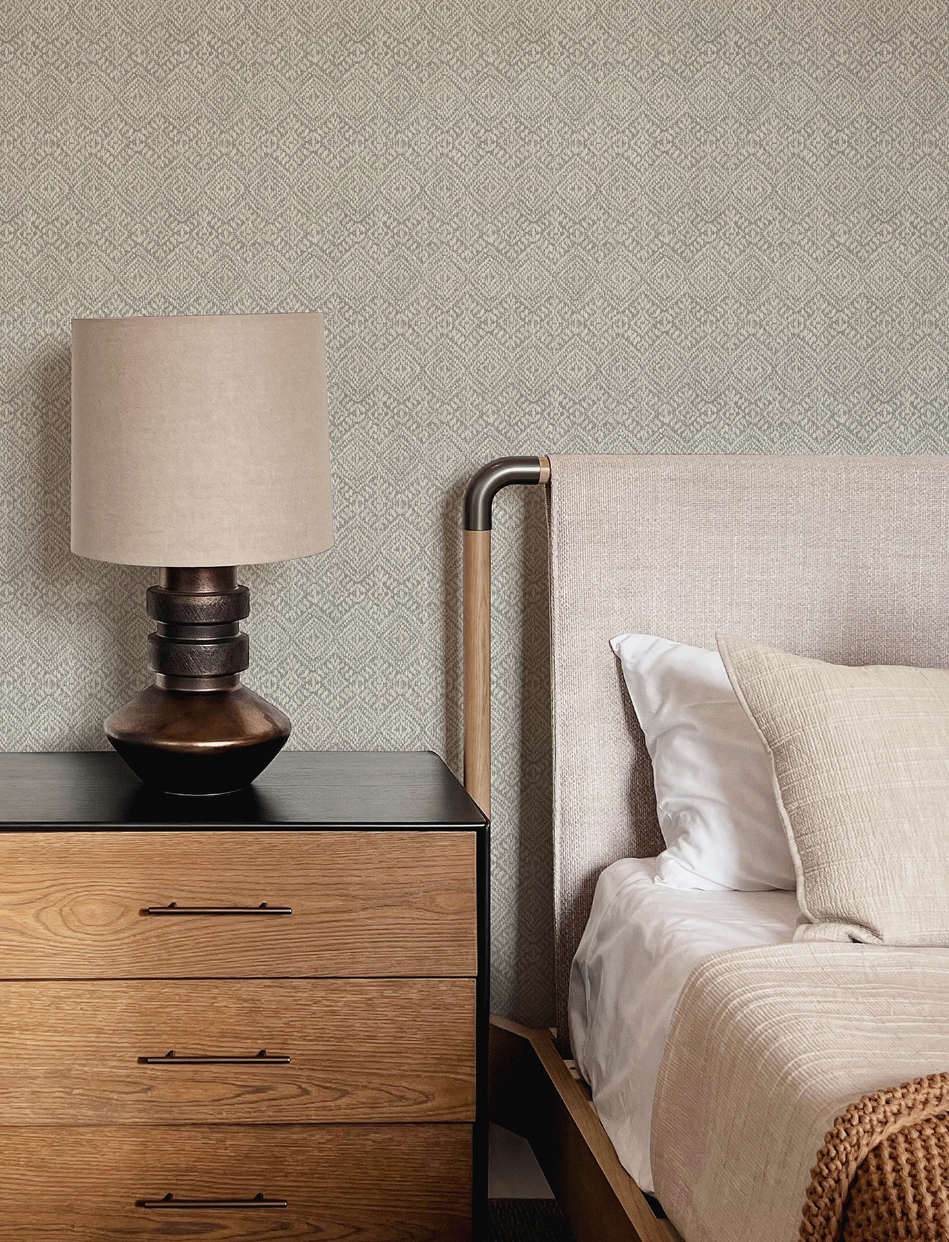 Gallivant Grey Woven Geometric Wallpaper