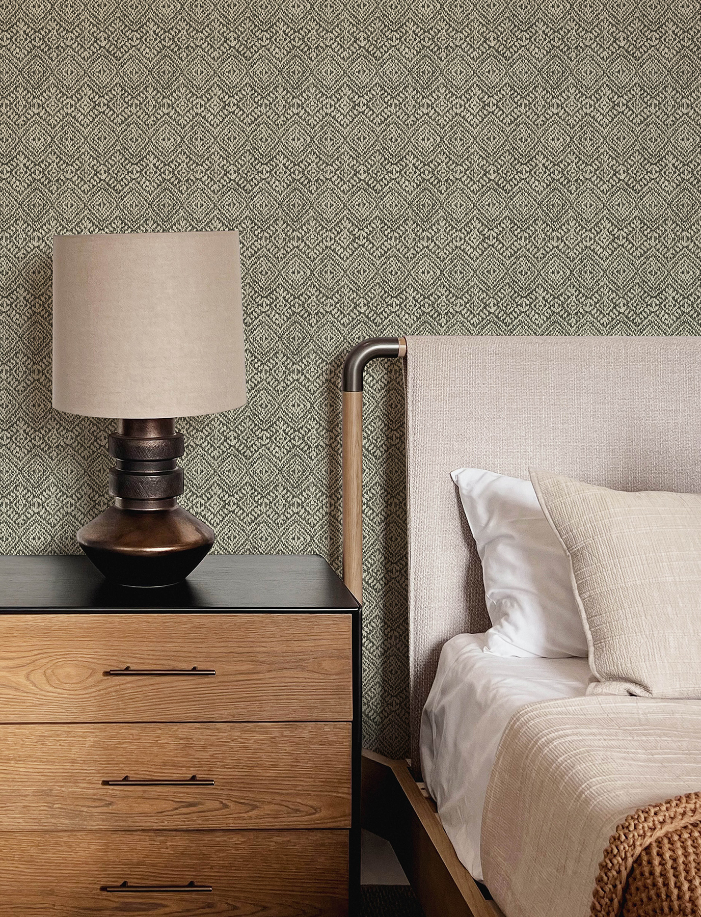 Gallivant Black Woven Geometric Wallpaper