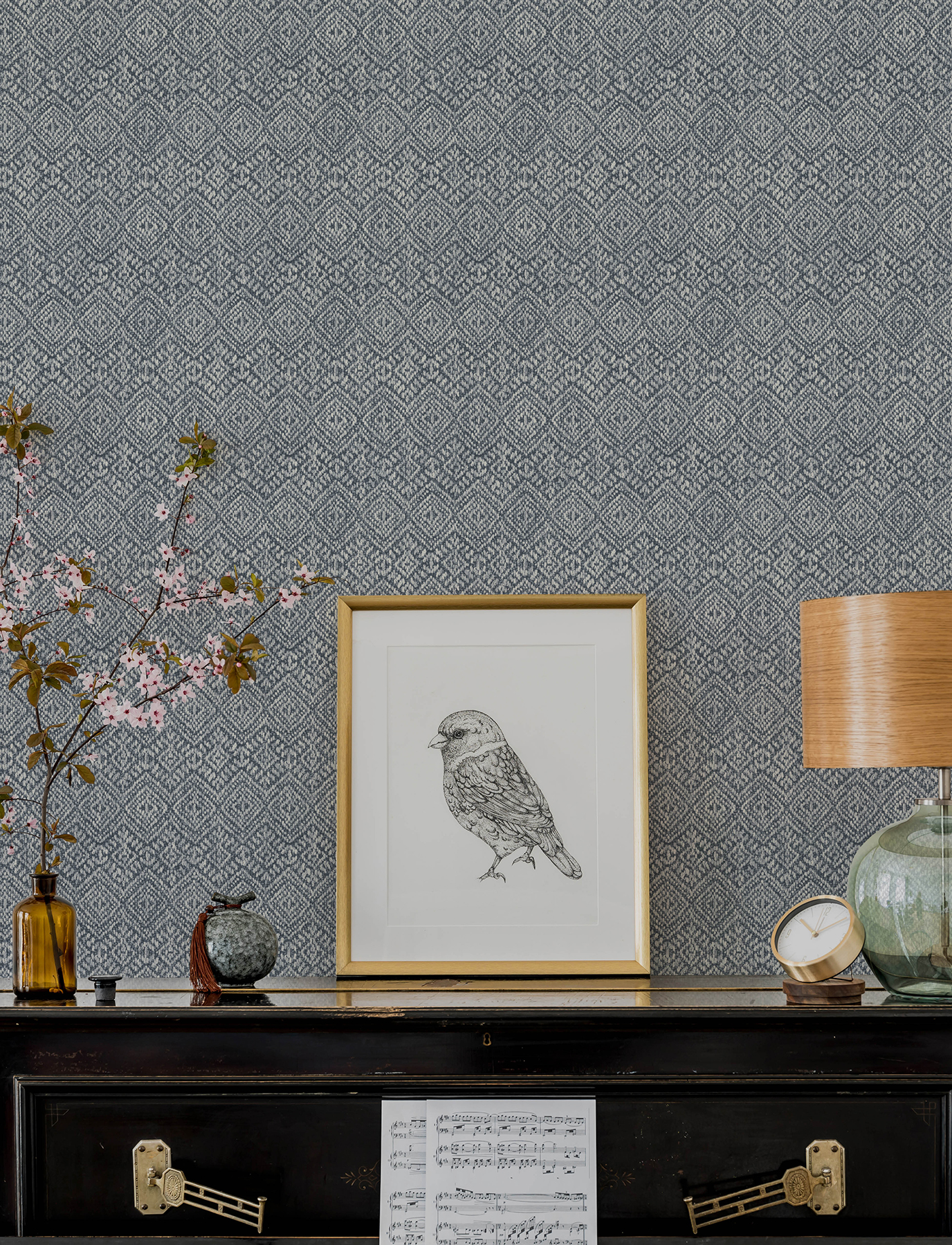 Gallivant Indigo Woven Geometric Wallpaper