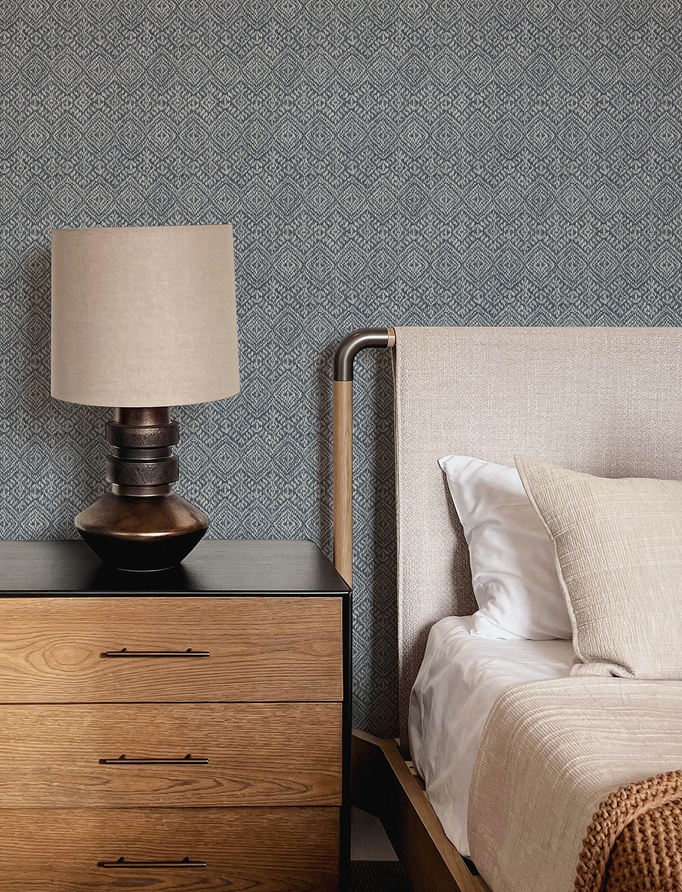 Gallivant Indigo Woven Geometric Wallpaper