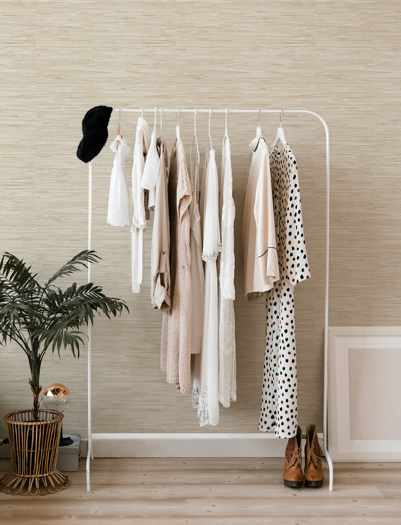 Exhale Dove Woven Faux Grasscloth Wallpaper