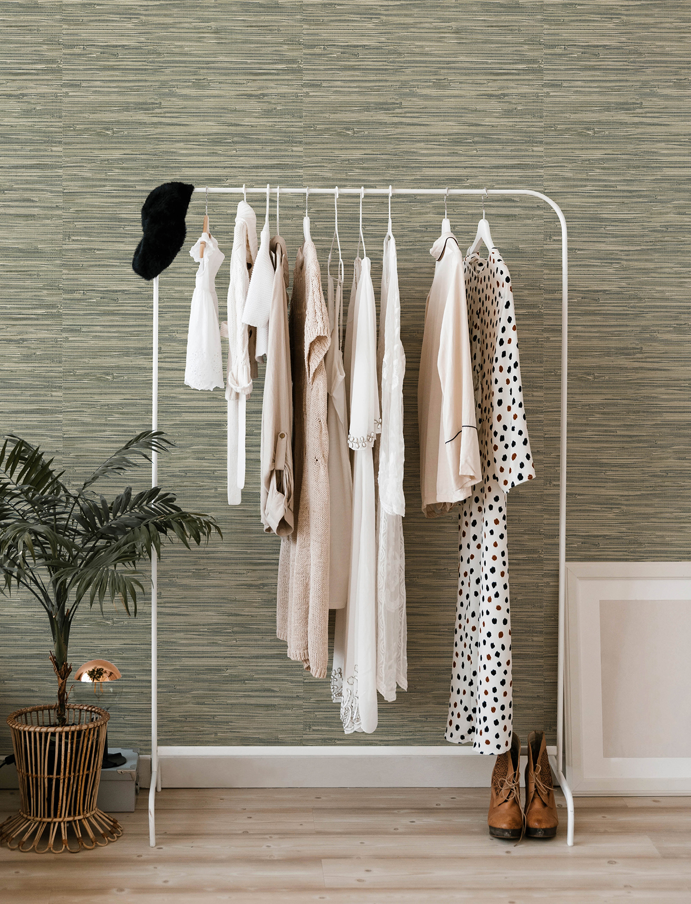 Exhale Moss Woven Faux Grasscloth Wallpaper