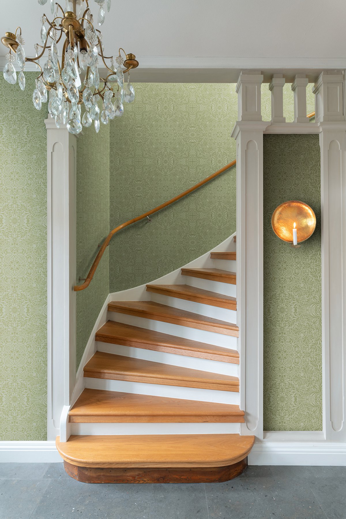 Ceiling Green Intricate Floral Wallpaper