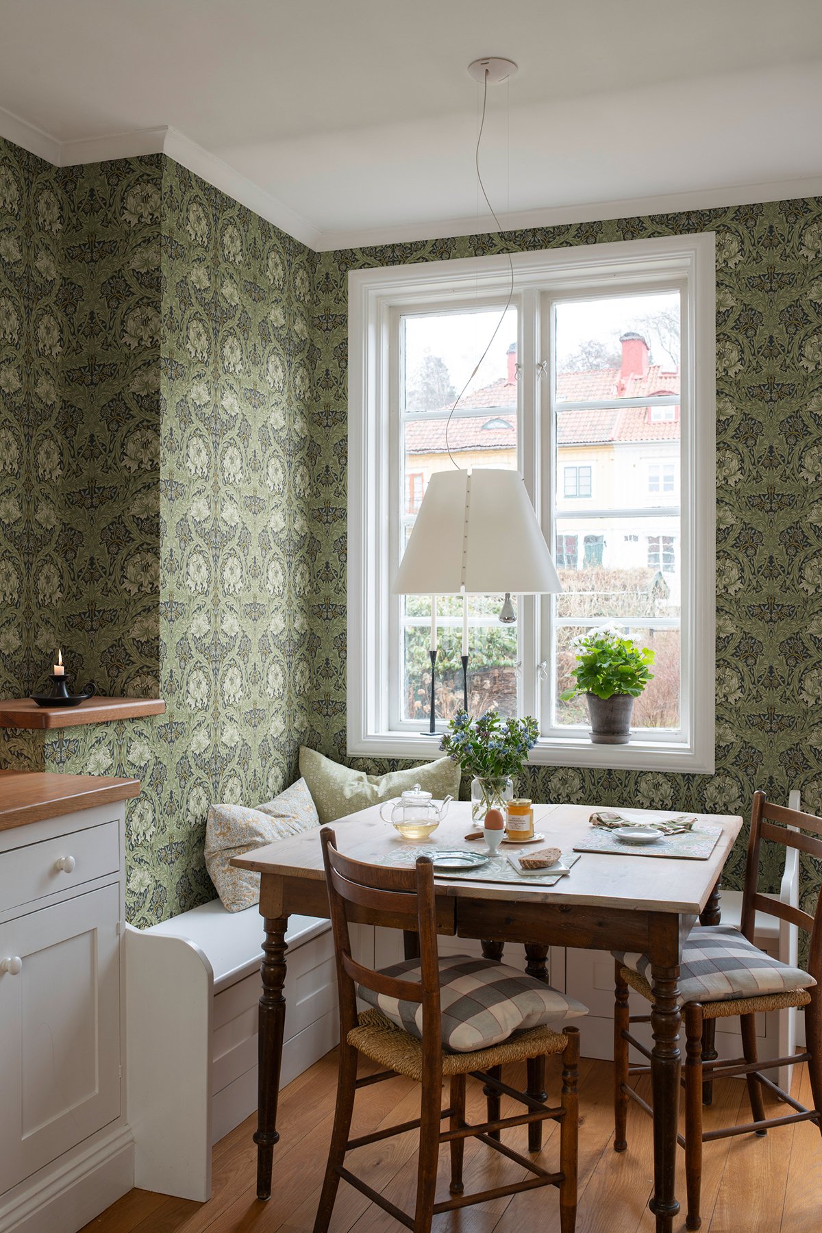 African Marigold Sea Green Floral Wallpaper