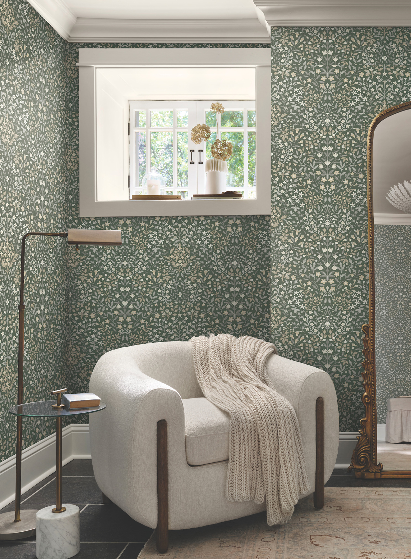 Garden Terrace Olive Wallpaper