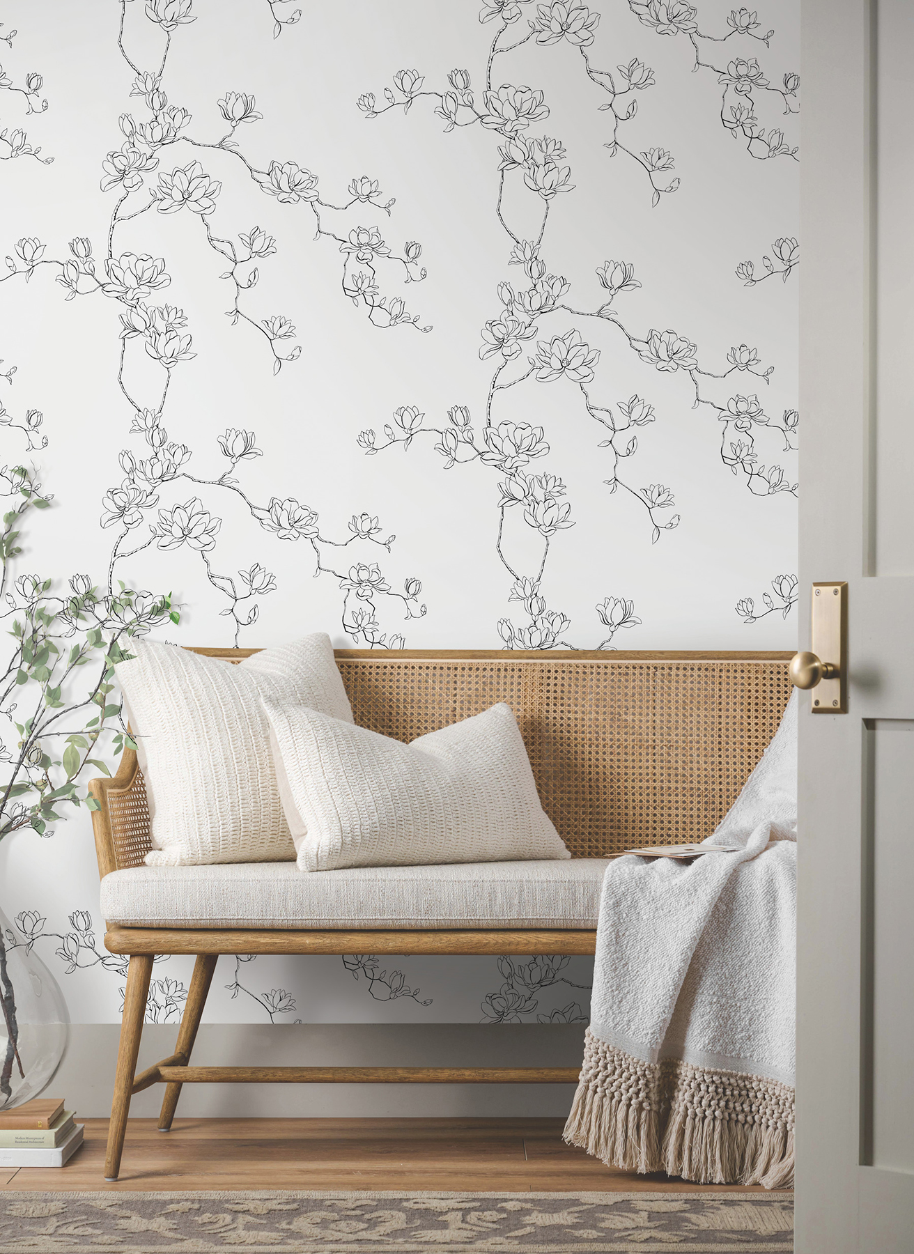 Magnolia Black Branches Wallpaper