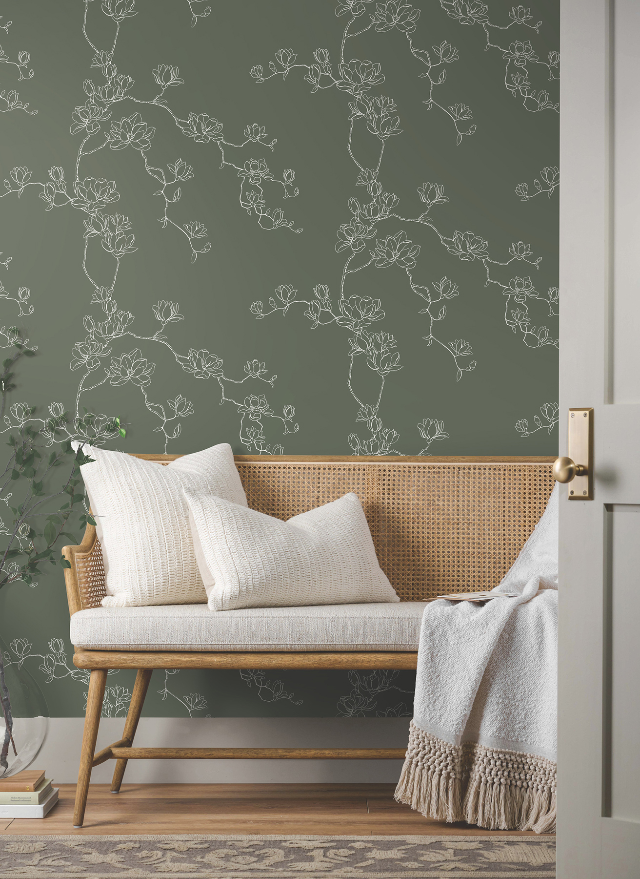 Magnolia Pine Branches Wallpaper