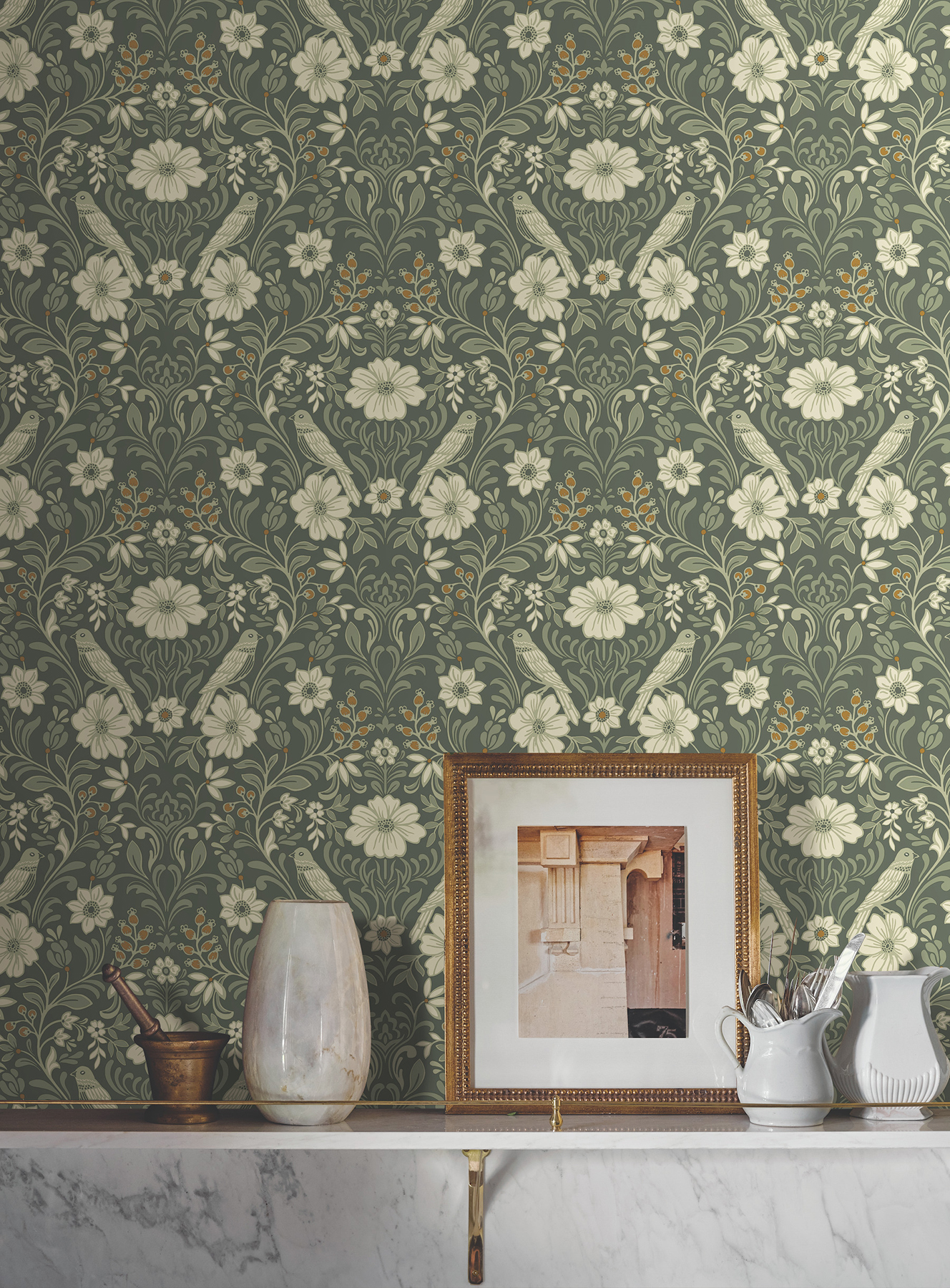 Colette Olive Wallpaper
