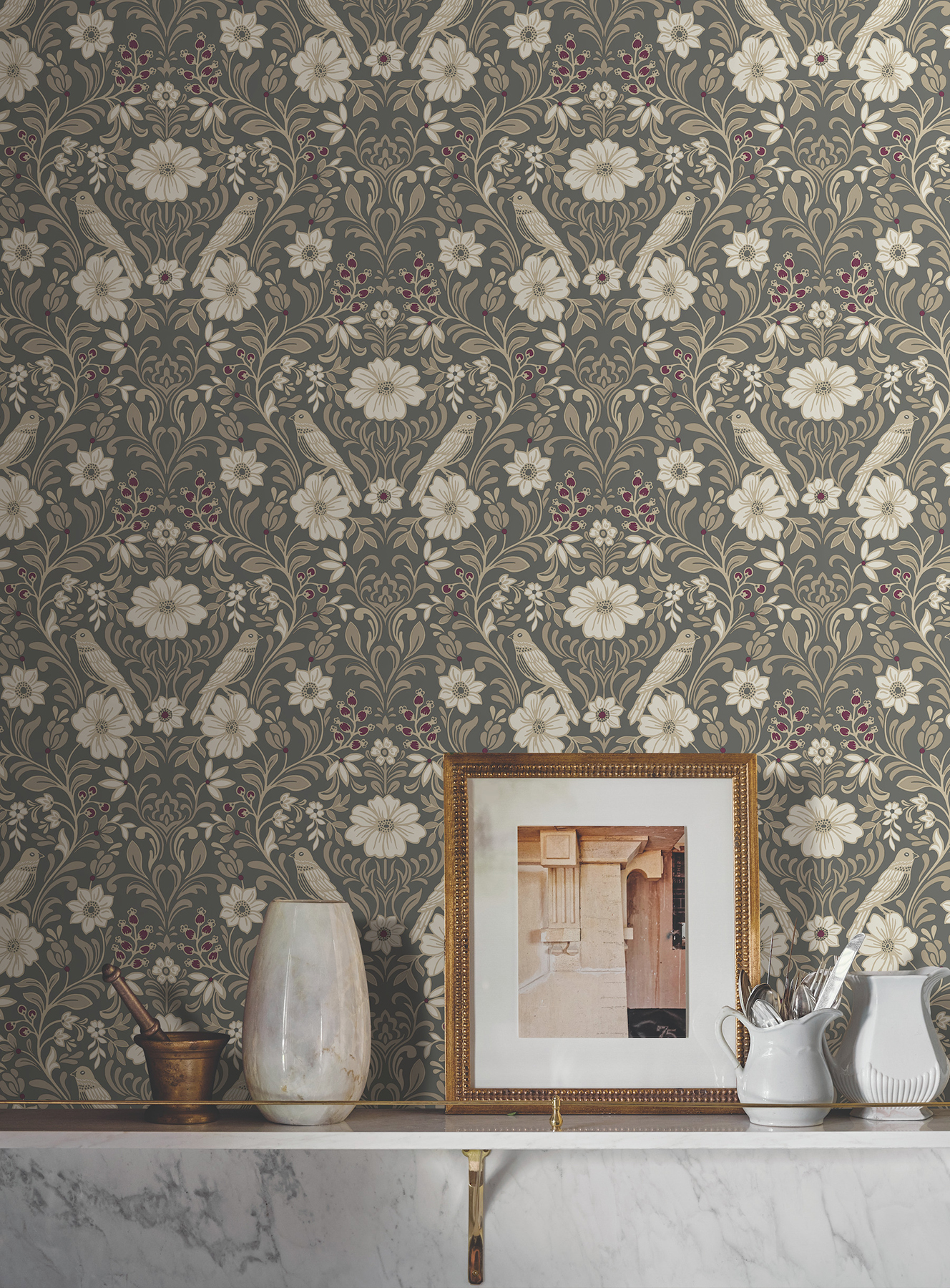 Colette Charcoal Wallpaper