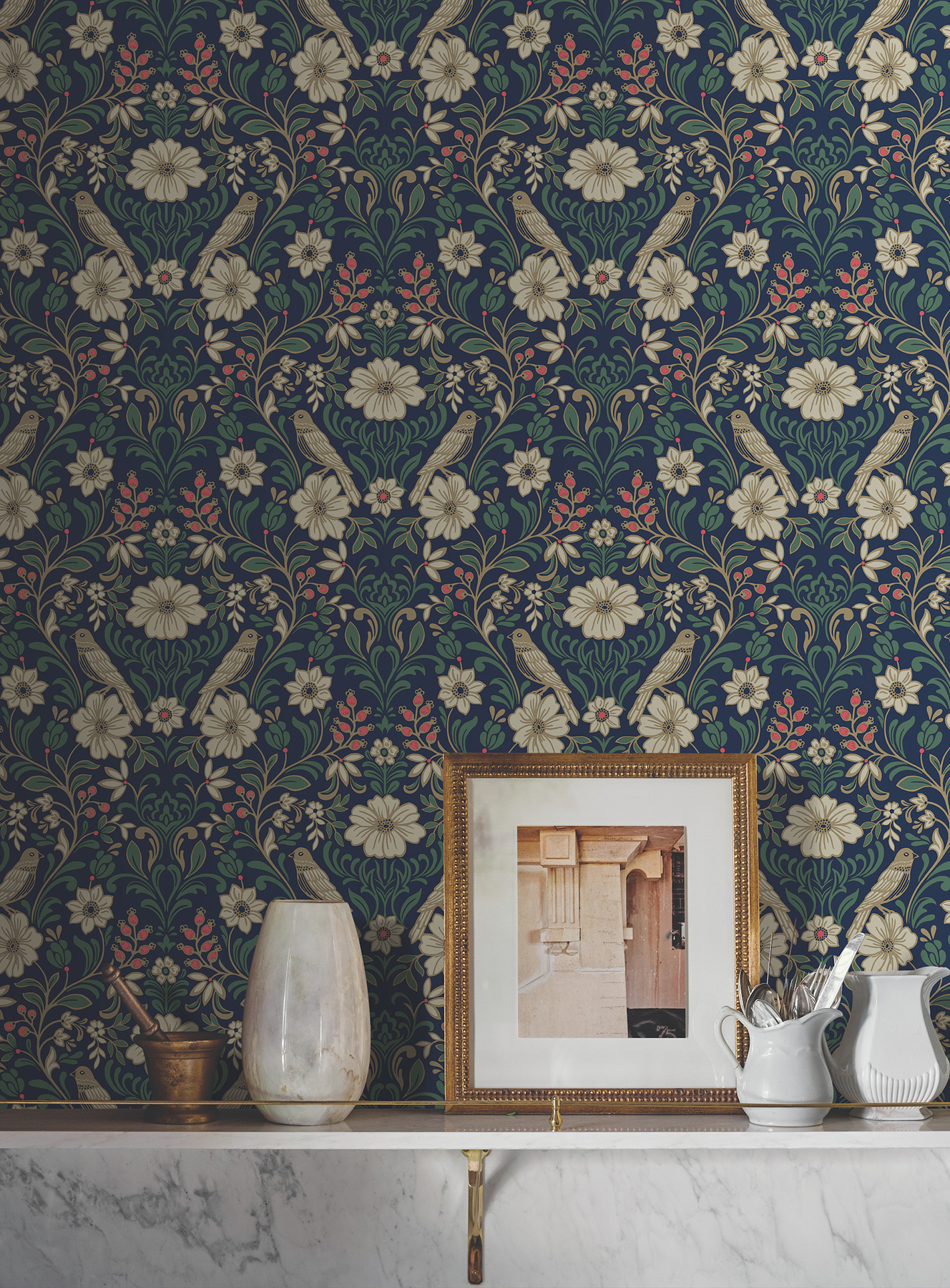 Colette Navy Wallpaper