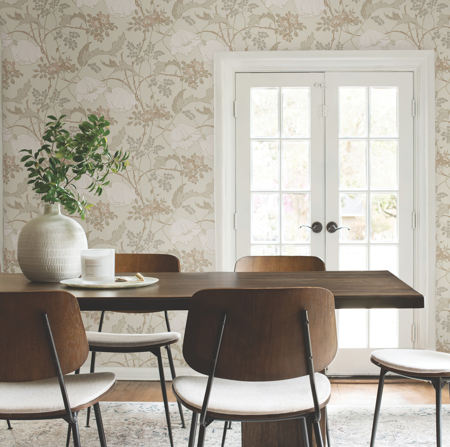 Gwendolyn Neutral & Coral Wallpaper
