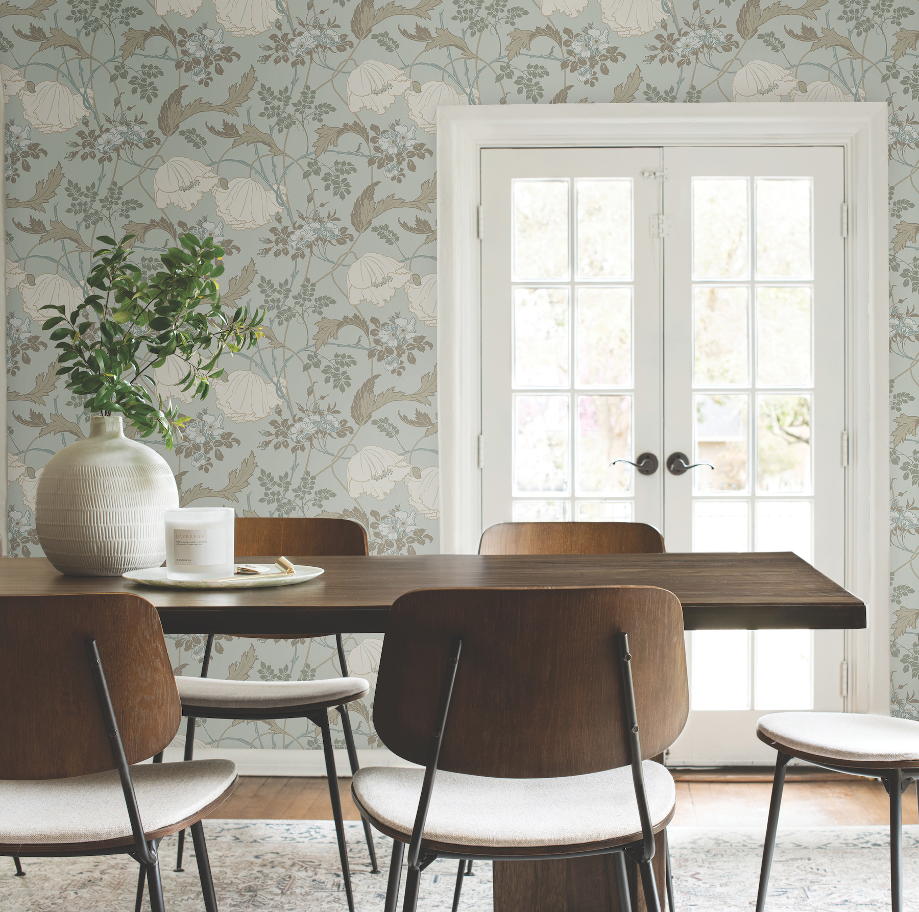 Gwendolyn Blue & Suede Wallpaper