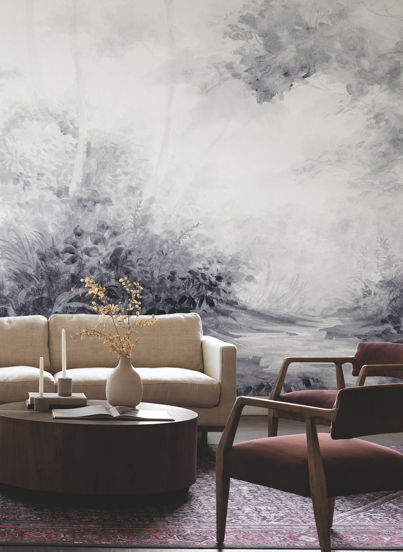 Woodland Black & White Wall Mural