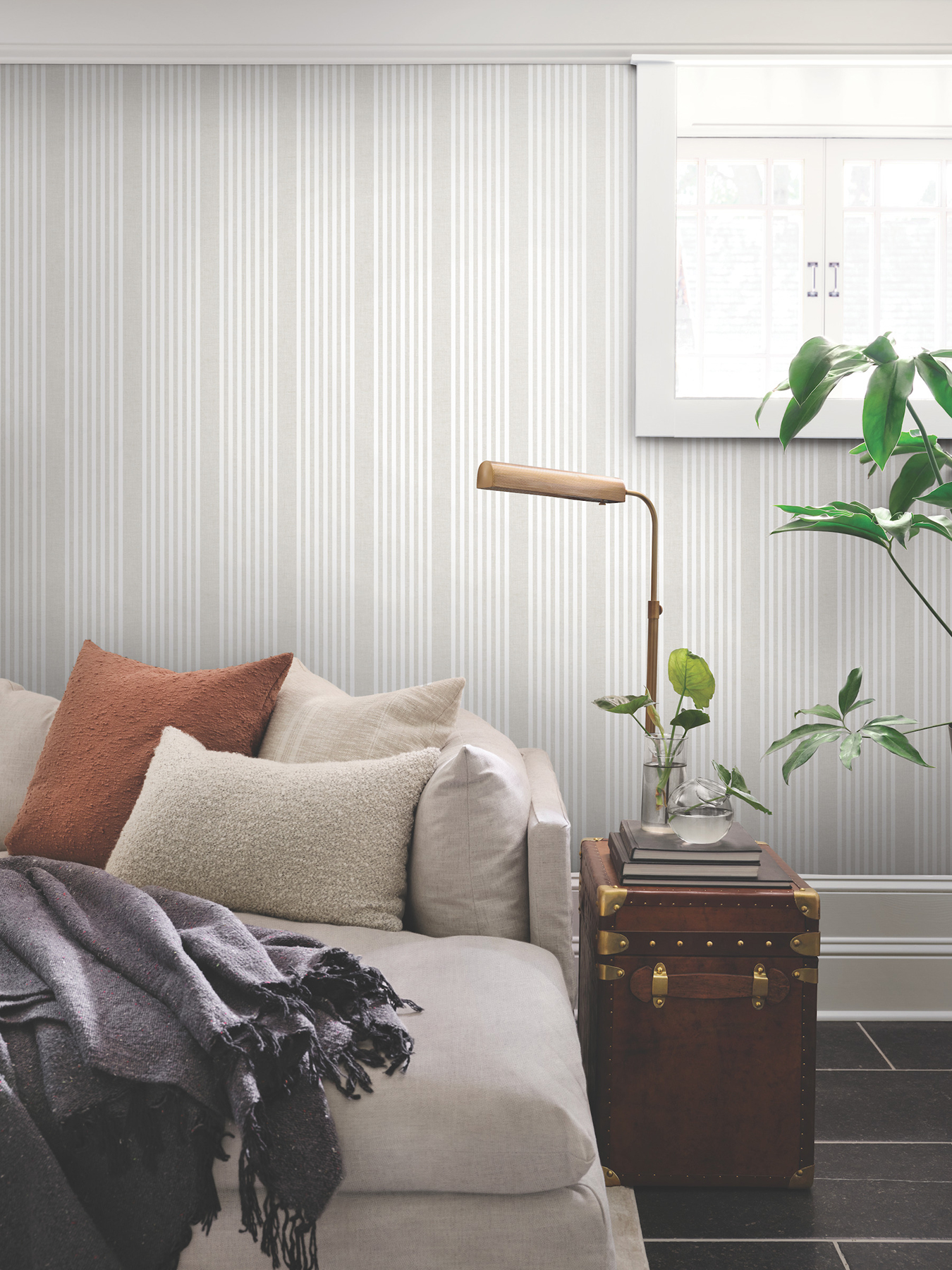 French Soft Linen Stripe Wallpaper