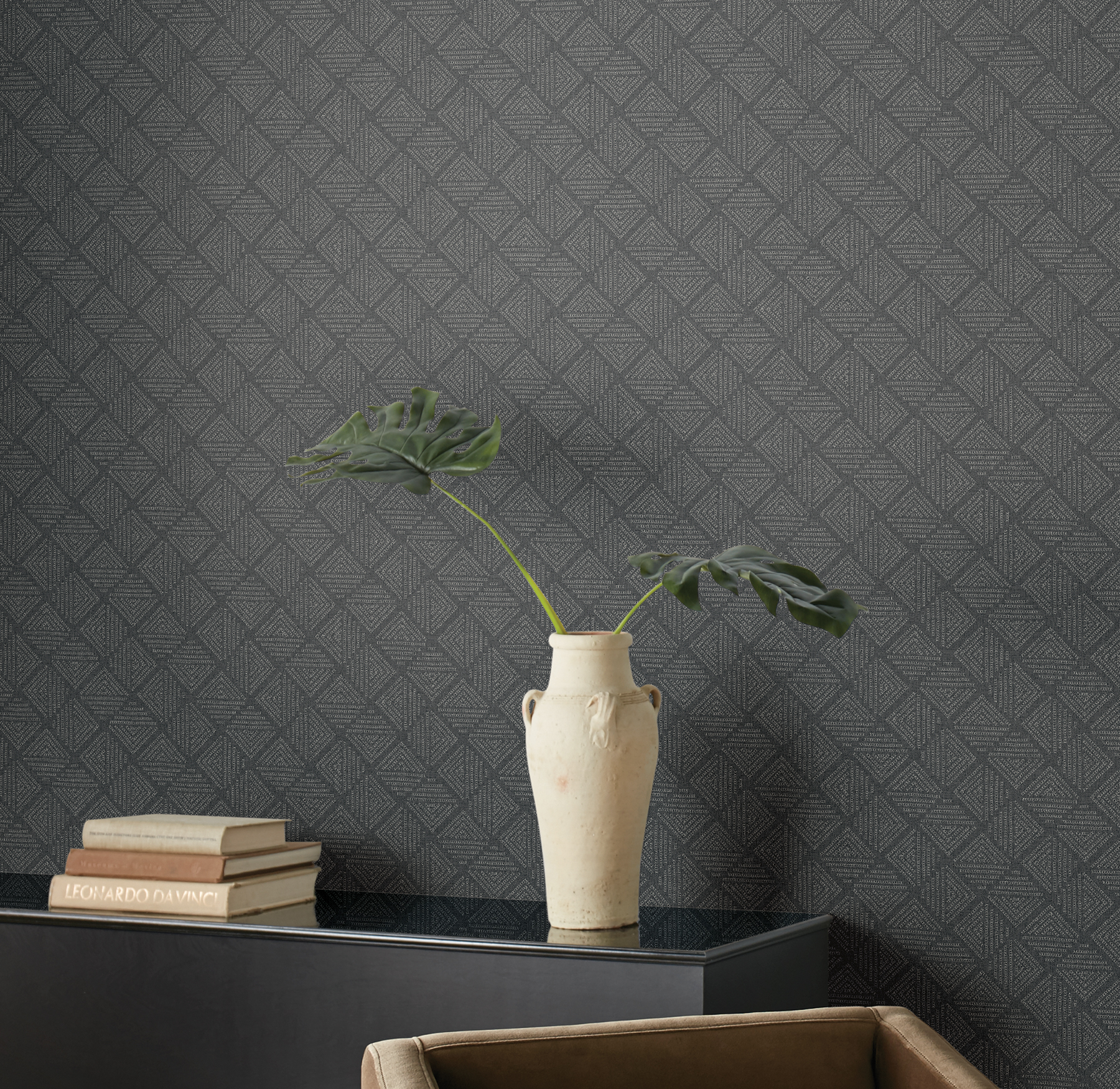 Center Square Charcoal Wallpaper