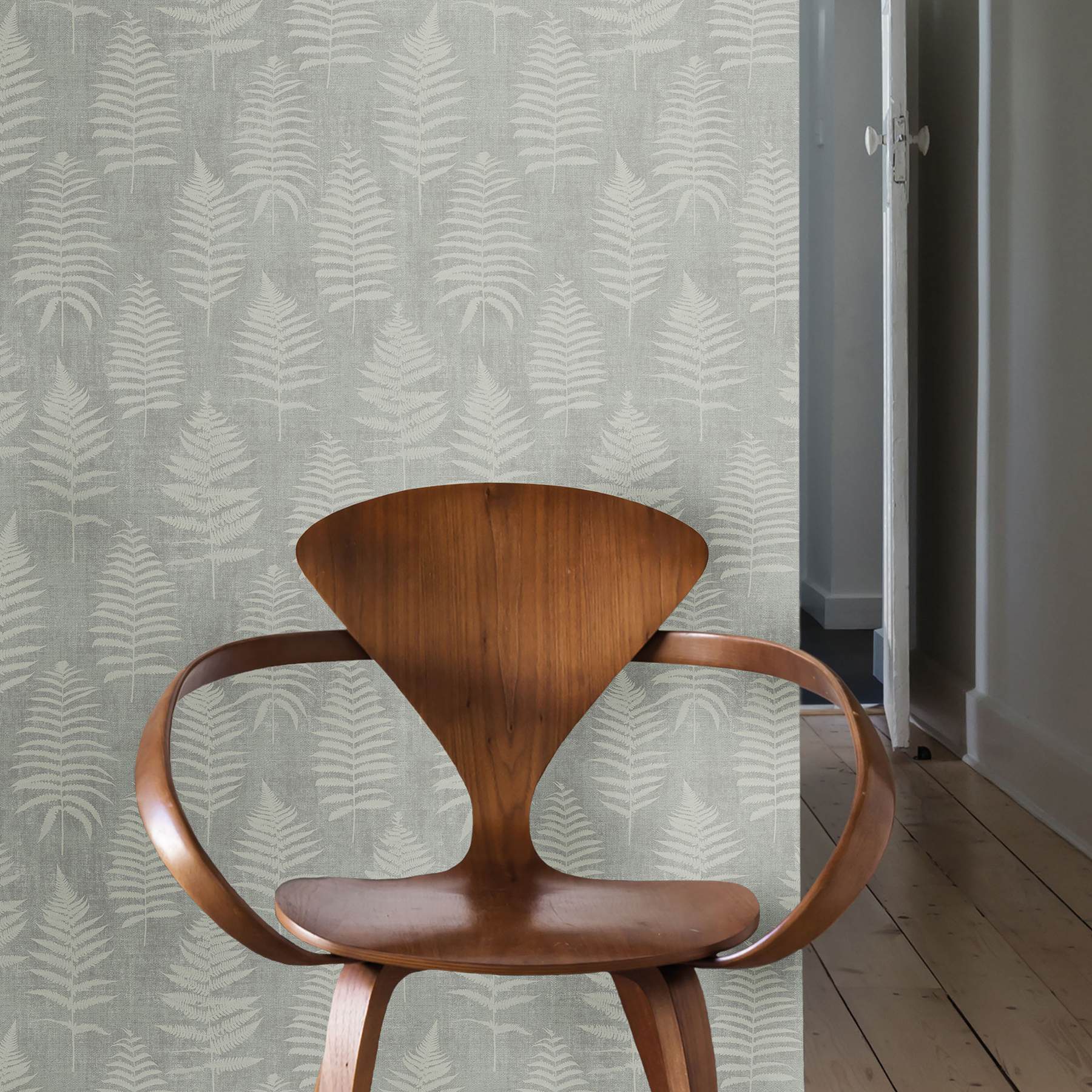 Bracken Dark Grey Fern Wallpaper